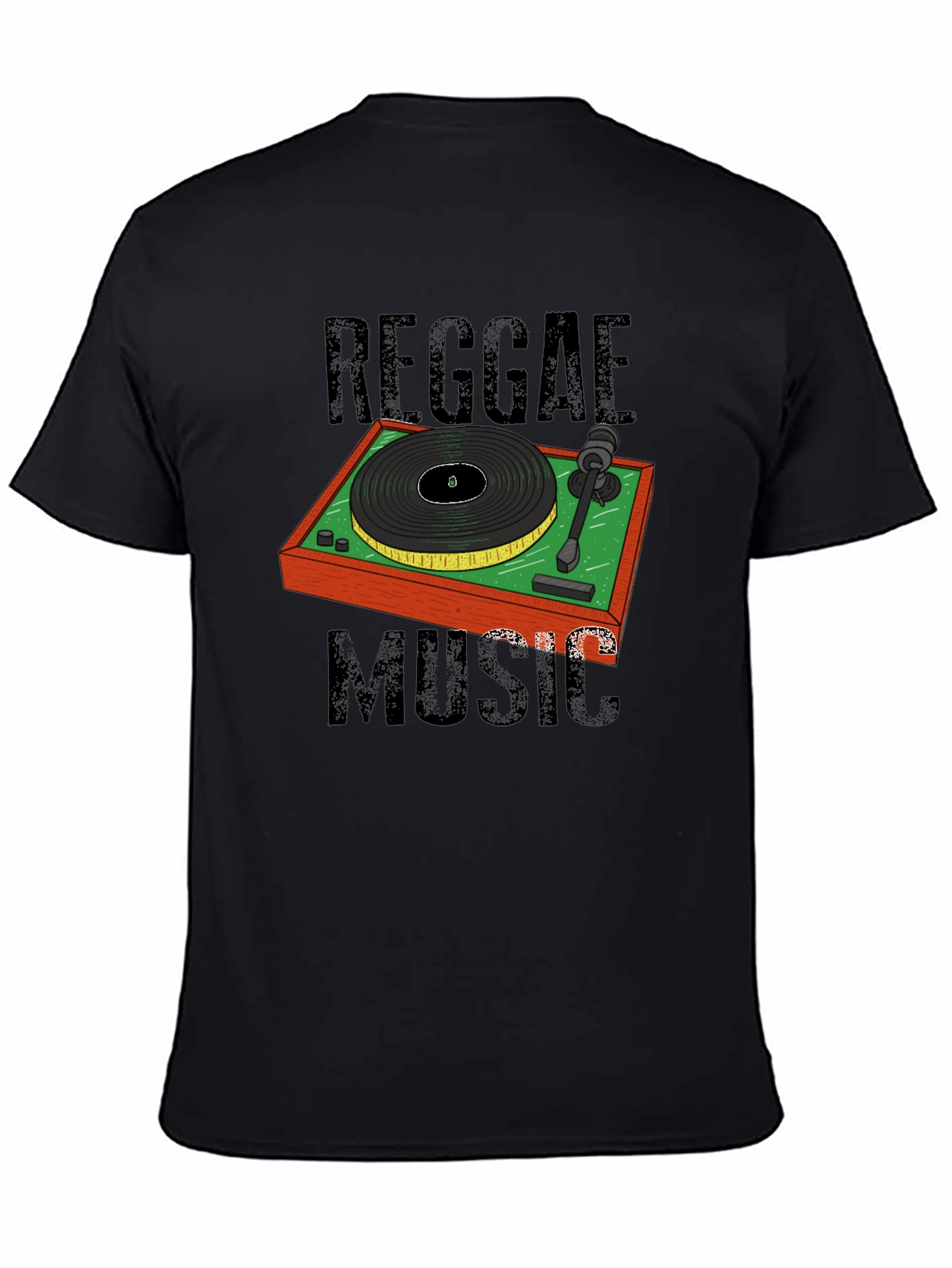 Black Reggae Music Turntable Graphic T-Shirt view 4