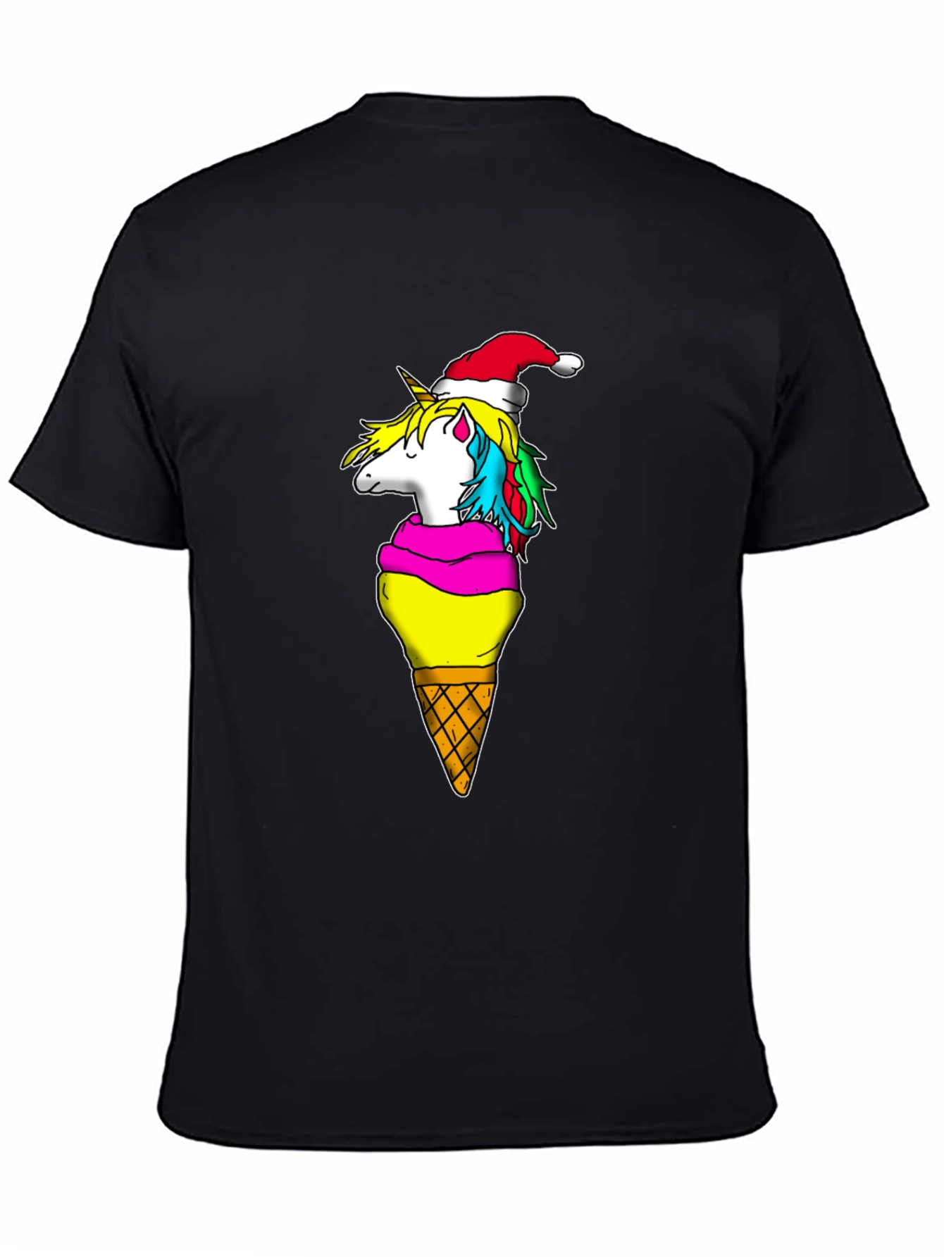 Black Unicorn Ice Cream Cone Christmas T-Shirt view 4