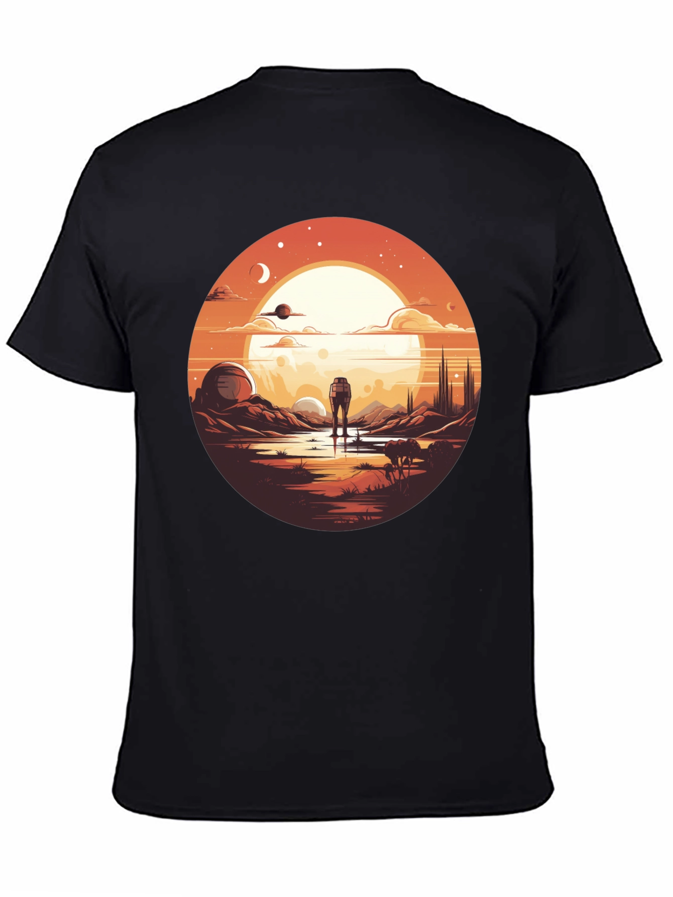 Black Sci-Fi Landscape Graphic Tee view 4