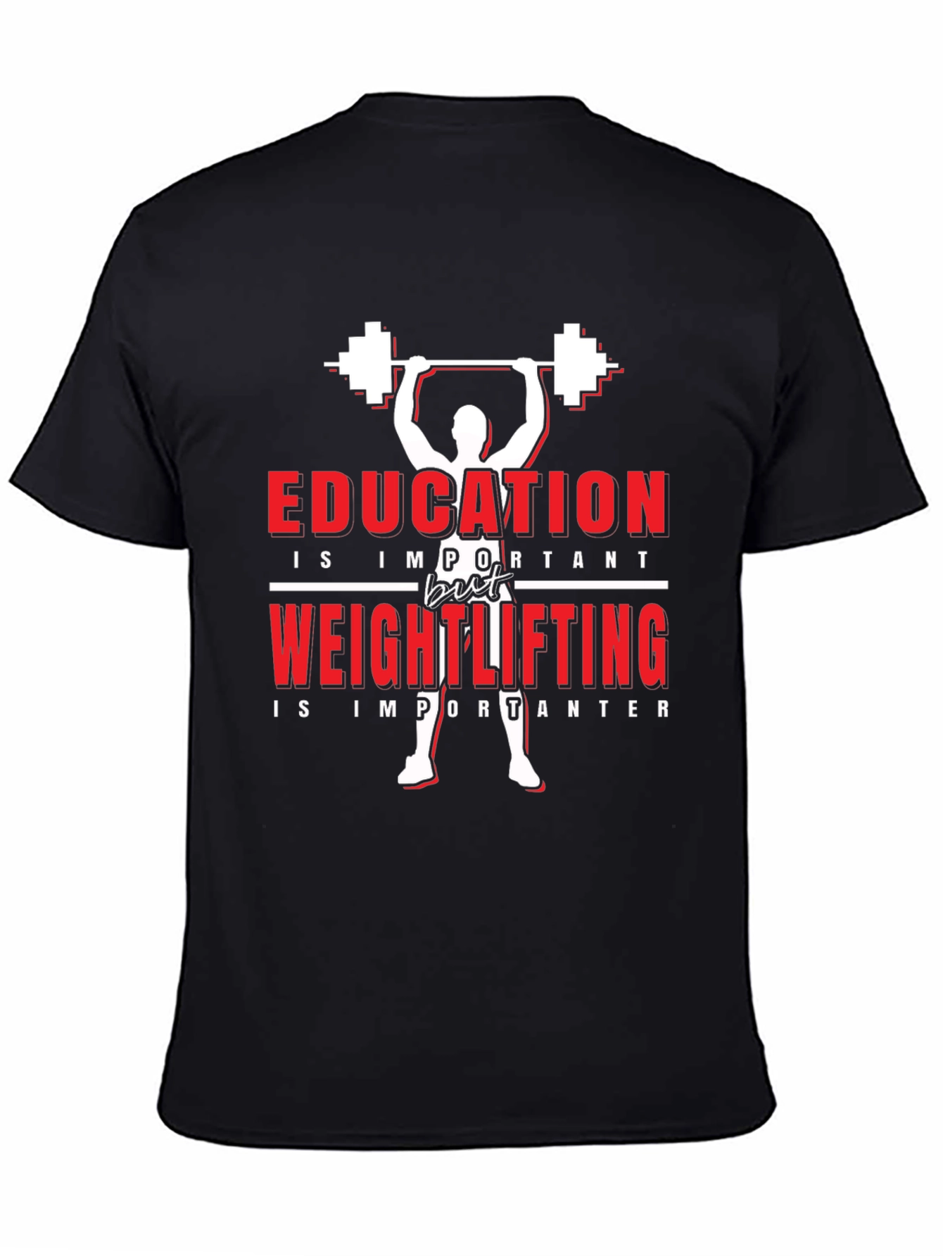 Black Education vs Weightlifting Graphic T-Shirt view 4