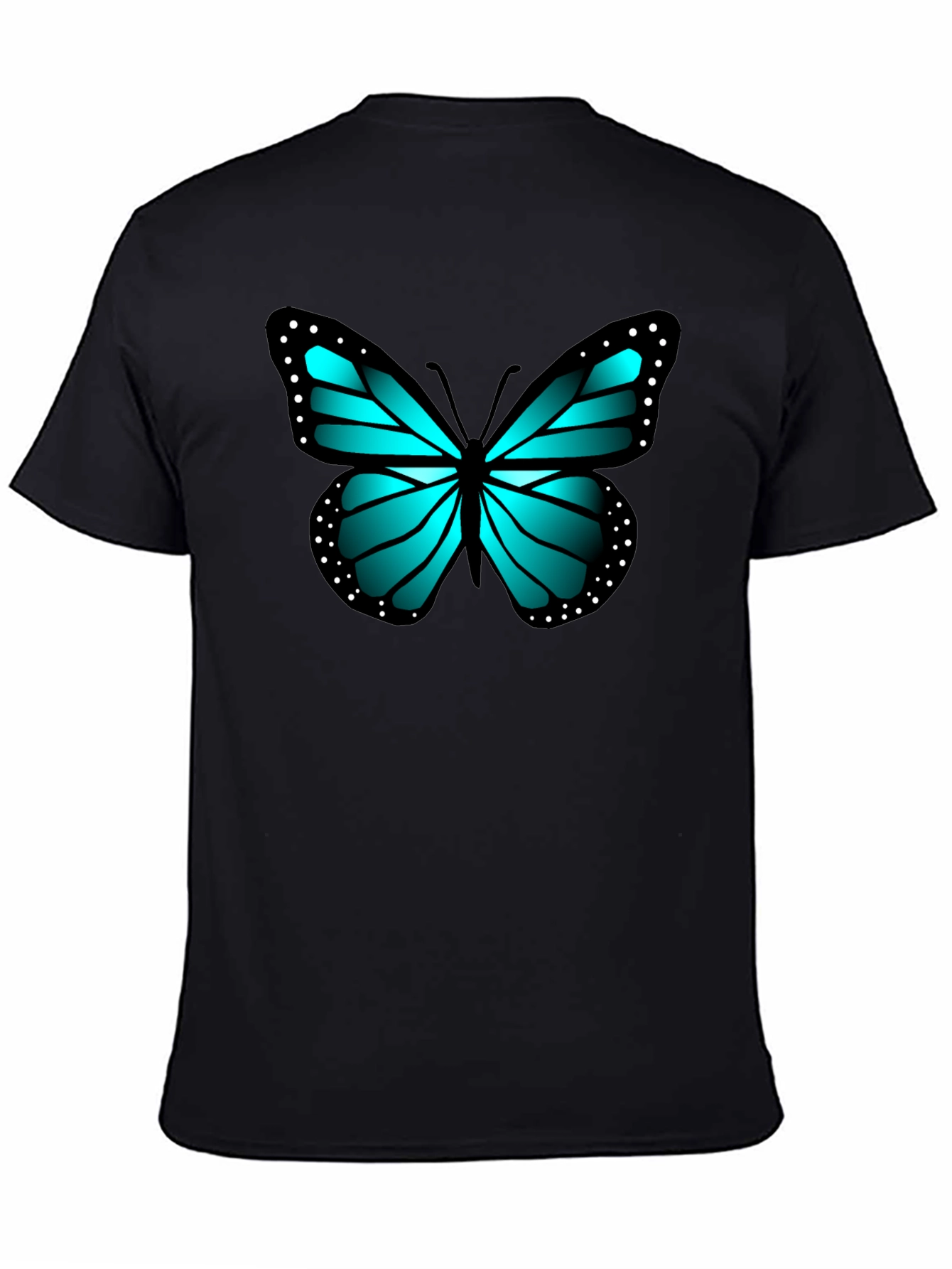 Black Blue Butterfly Graphic Black Tee view 4