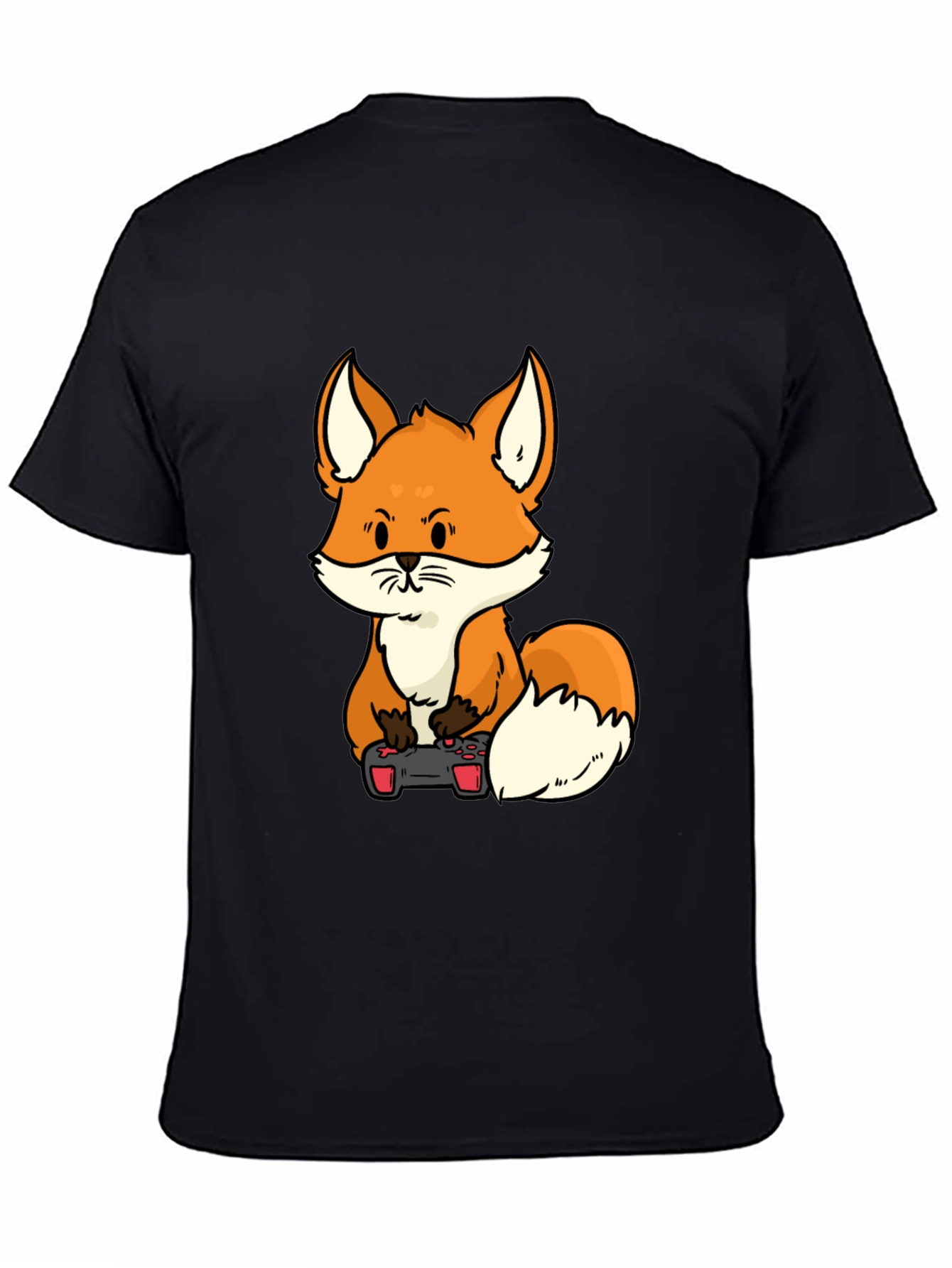 Black Gamer Fox Graphic T-Shirt - Cool Cartoon Design view 4