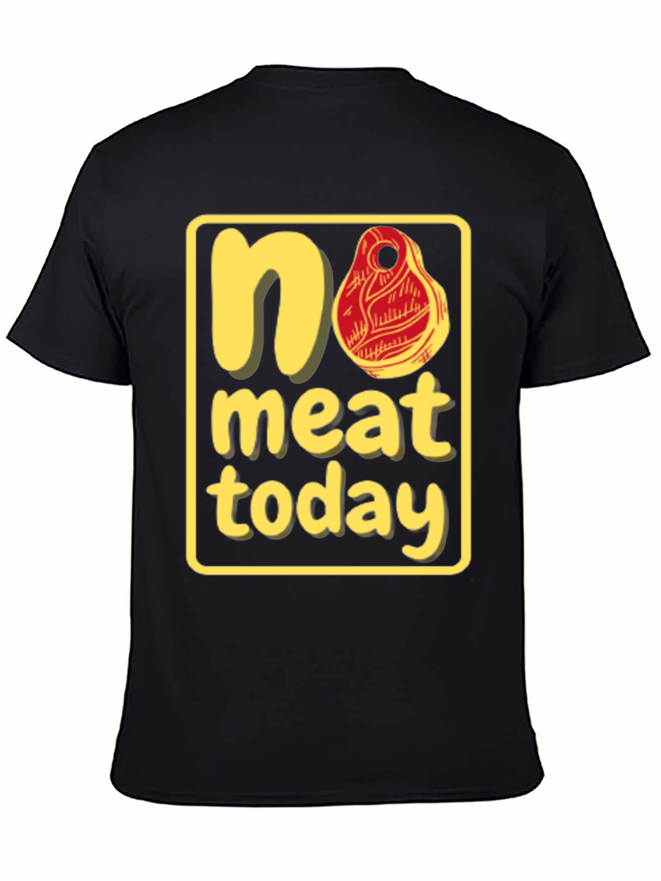 Black No Meat Today Graphic T-Shirt - Black Cotton Tee view 4