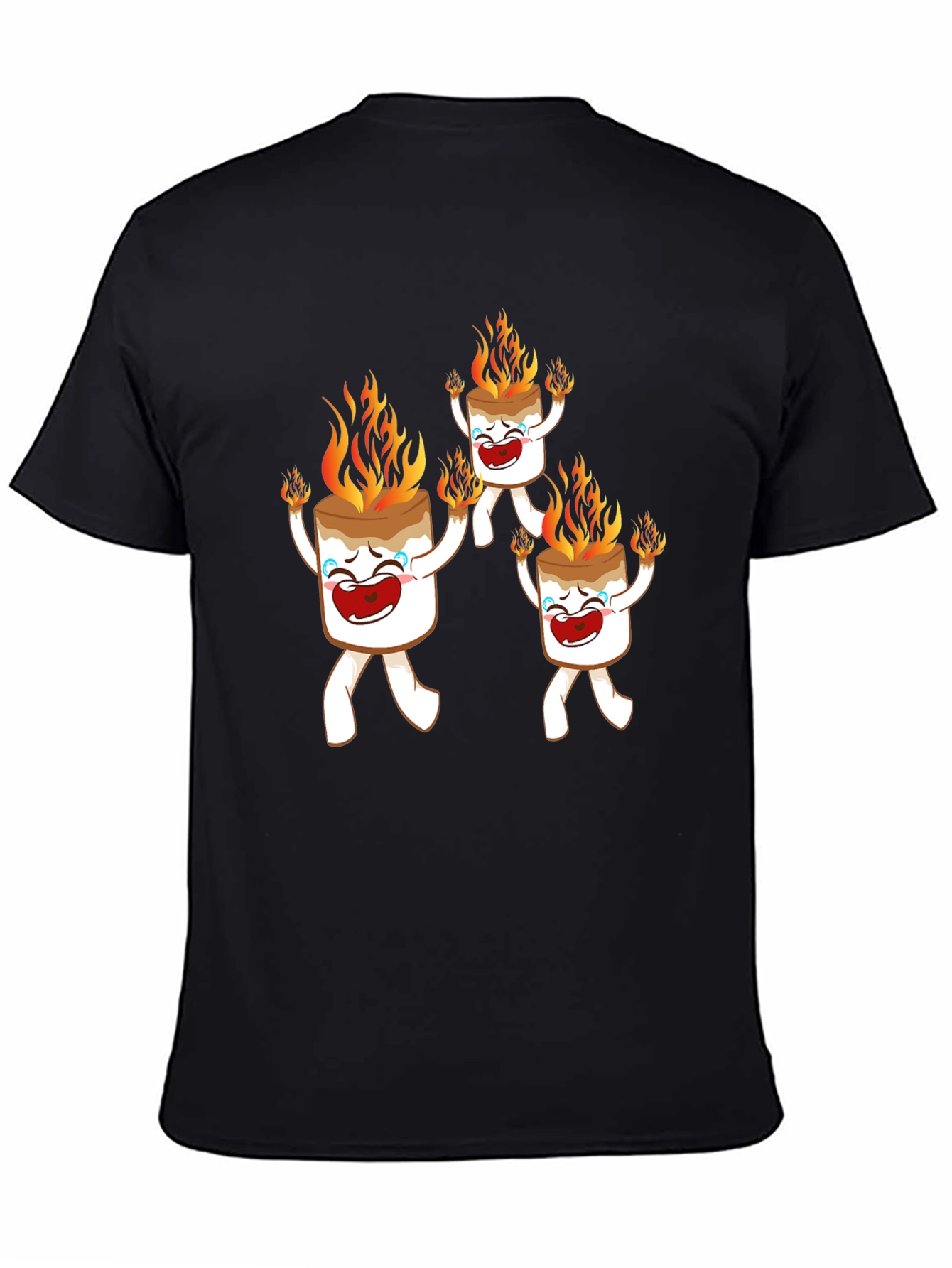 Black Funny Marshmallow On Fire Graphic Tee view 4