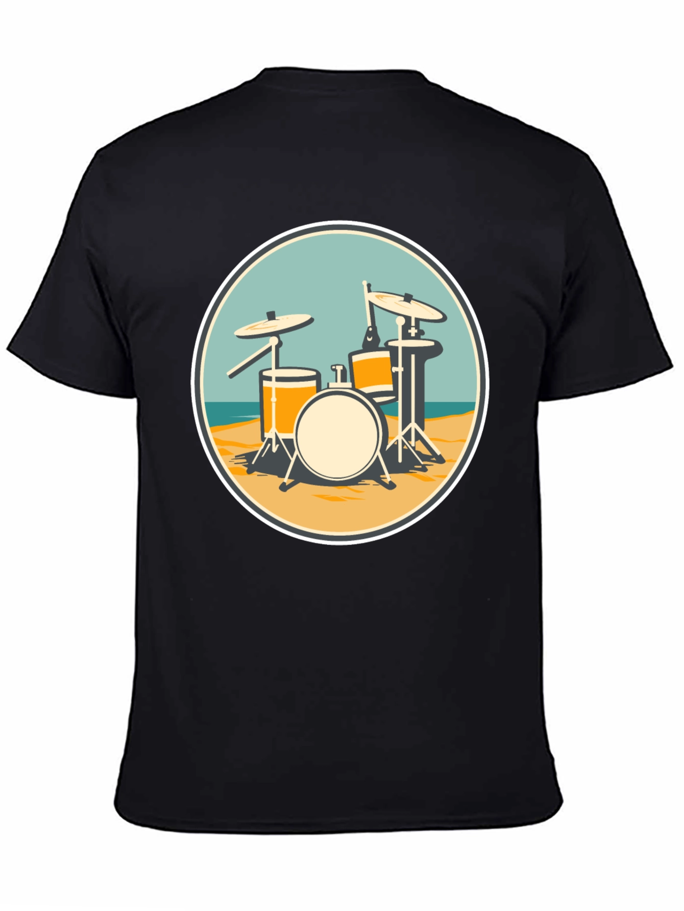 Black Drum Set Beach T-Shirt view 4