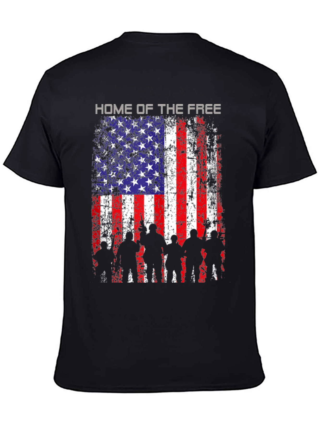 Black Home of the Free American Flag T-Shirt view 4