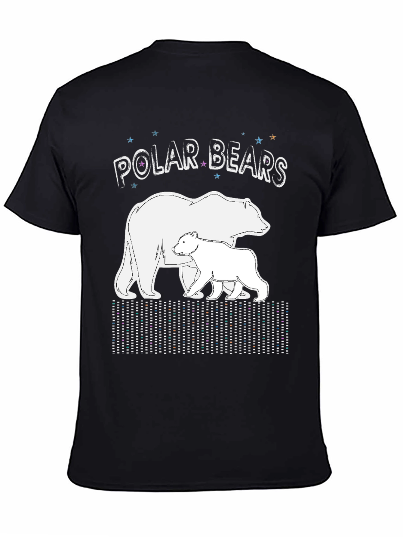 Black Polar Bears Graphic Print Crew Neck T-Shirt view 4