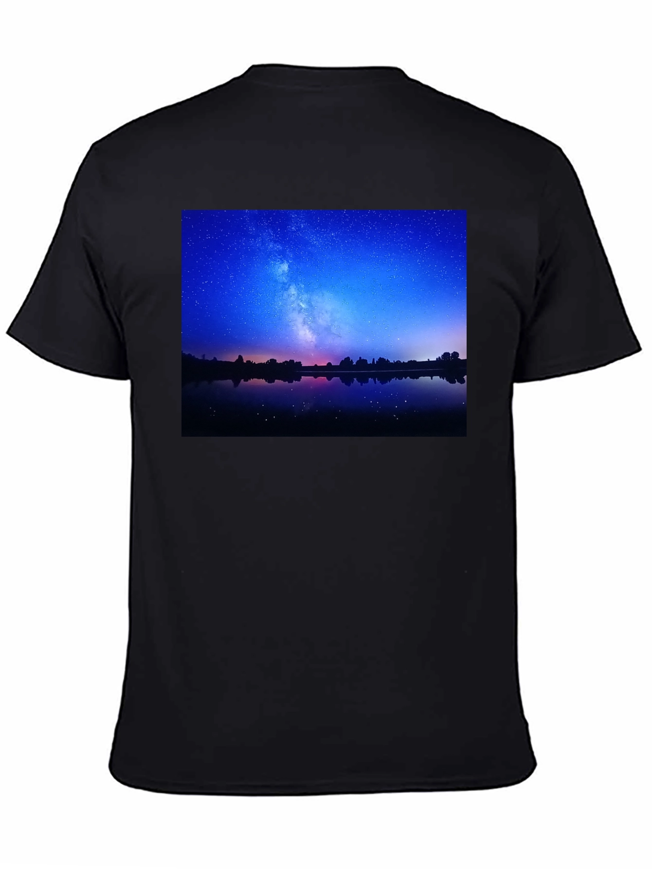 Black Night Sky Reflection Graphic T-Shirt view 4