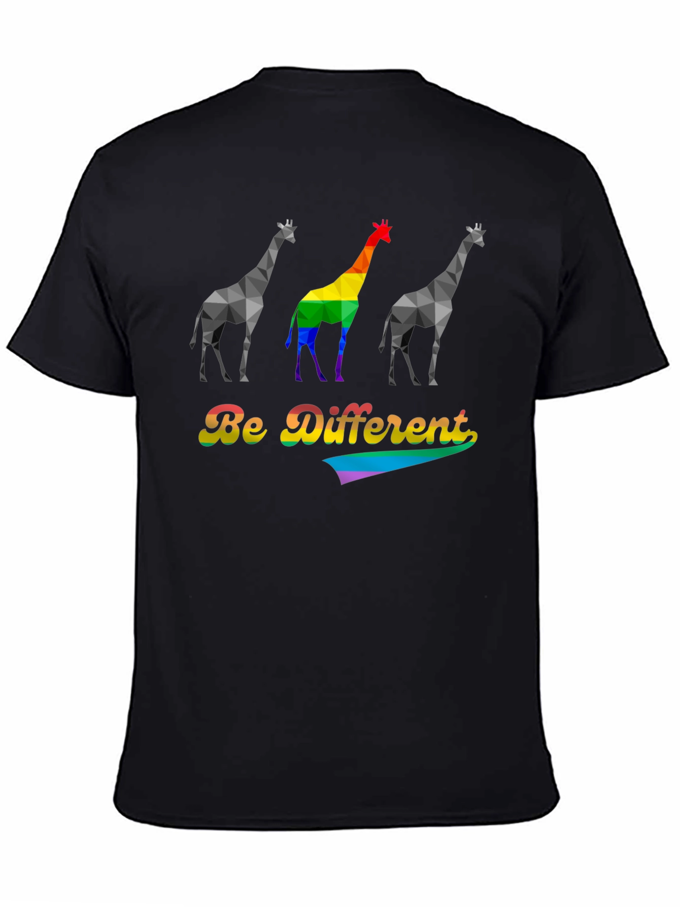 Black Be Different Giraffe Pride T-Shirt view 4