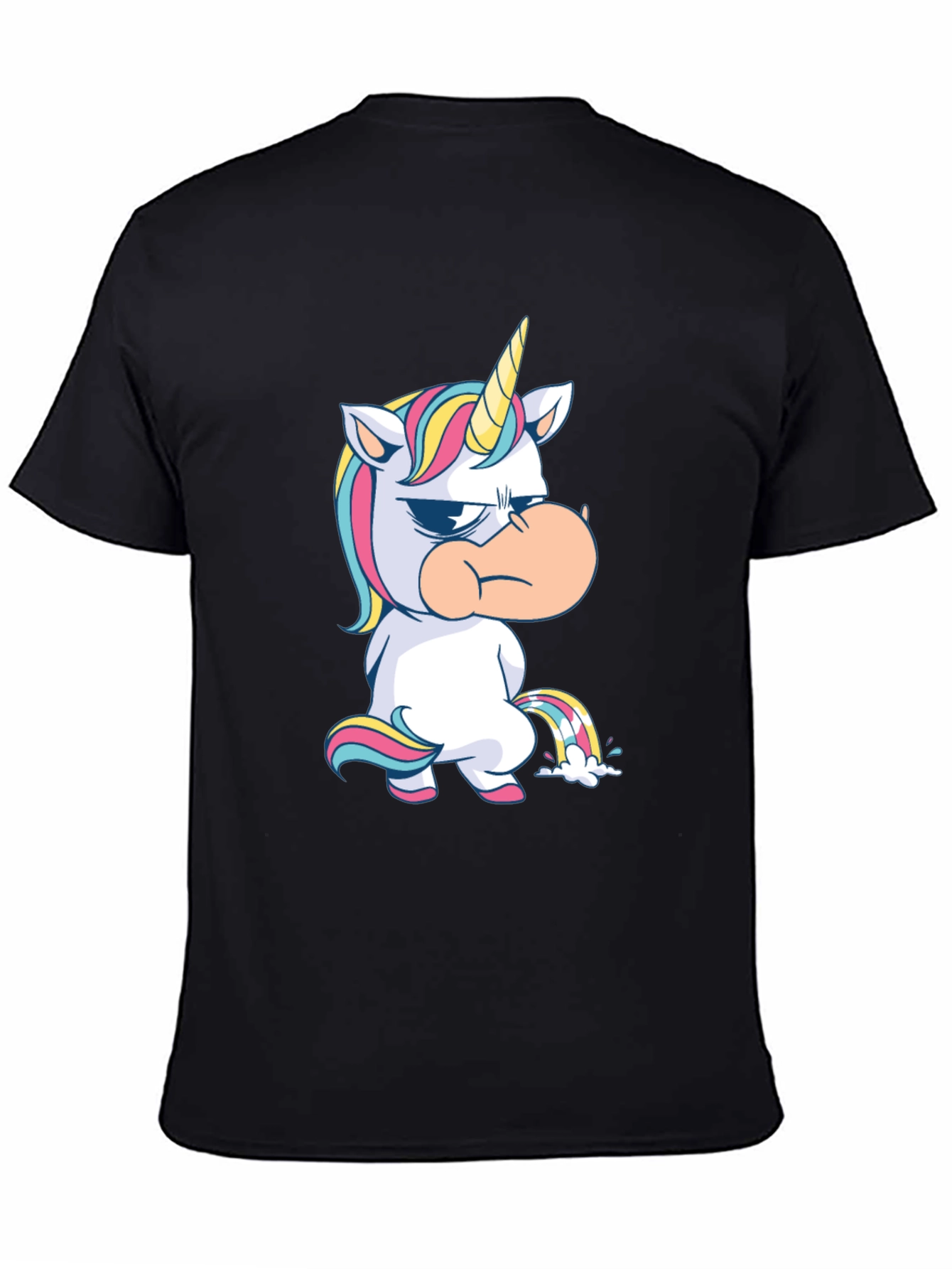 Black Grumpy Unicorn Black T-Shirt Novelty Tee view 4