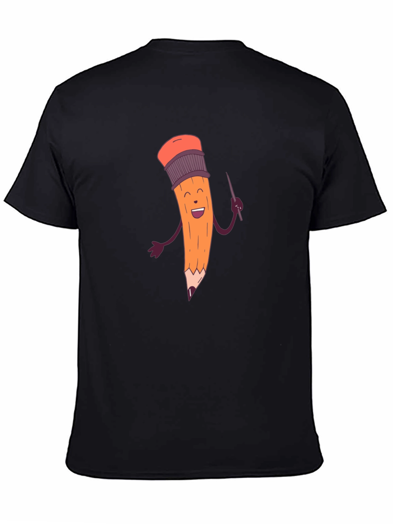Black Funny Pencil Graphic Black T-Shirt view 4