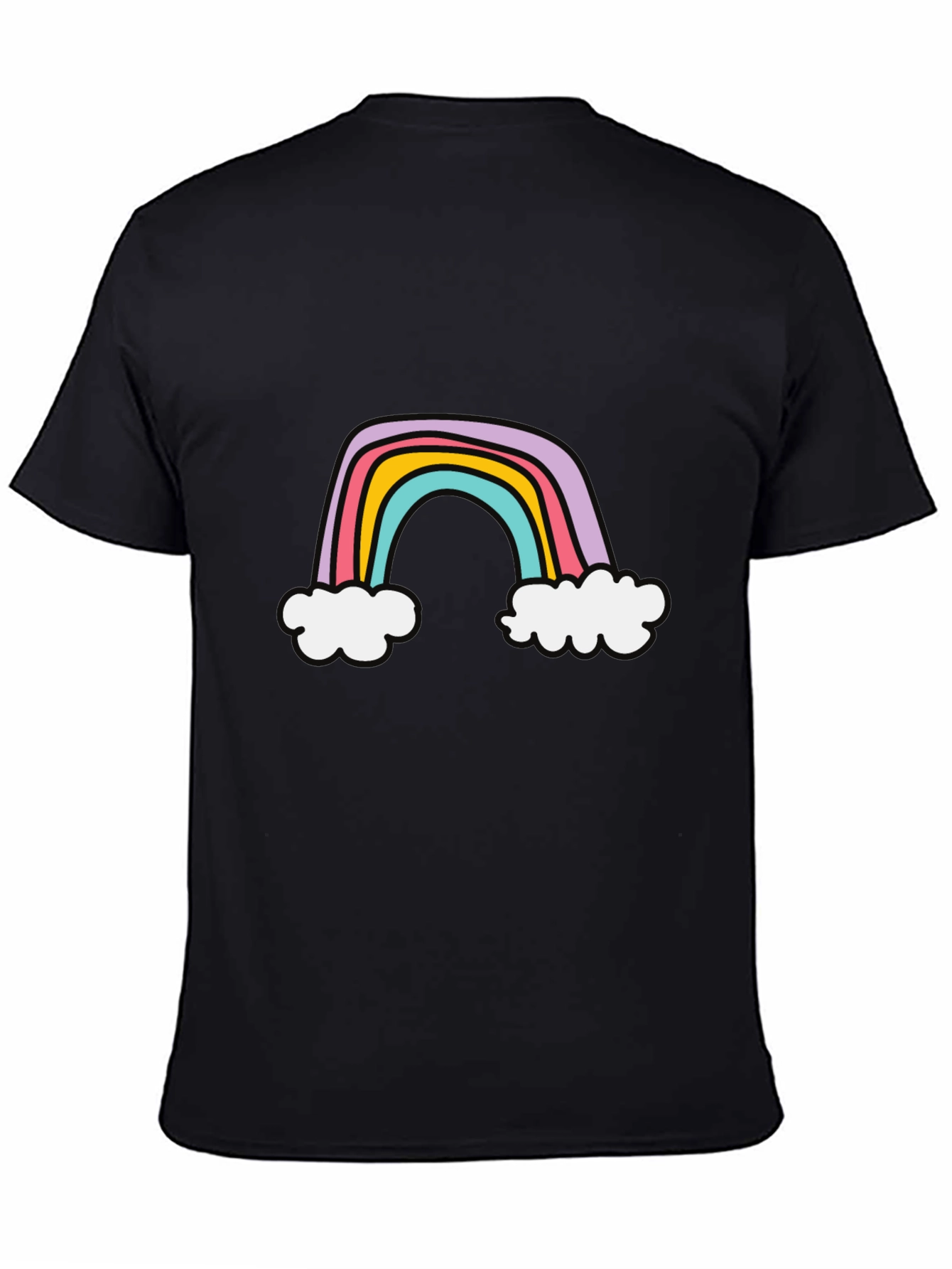 Black Rainbow Graphic Tee - Soft Cotton Blend, Casual Style view 4