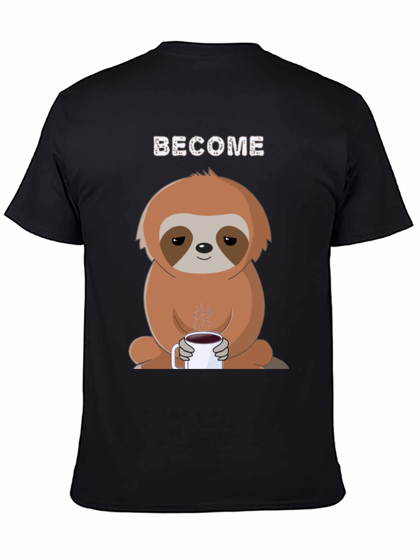 Black Become Coffee Sloth T-Shirt - Relaxed Graphic Tee view 4