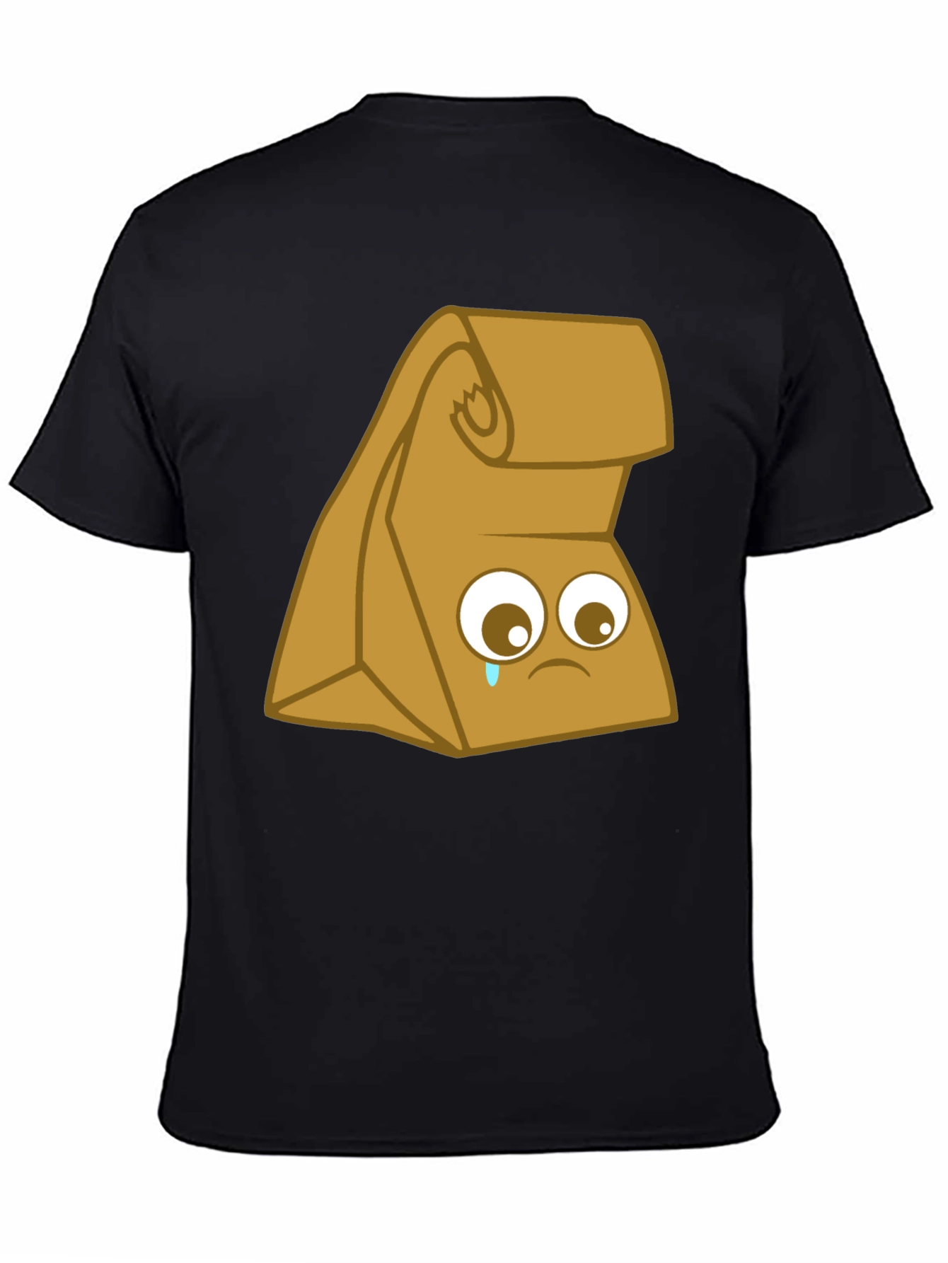 Black Sad Lunch Bag Graphic T-Shirt - Black Cotton Tee view 4