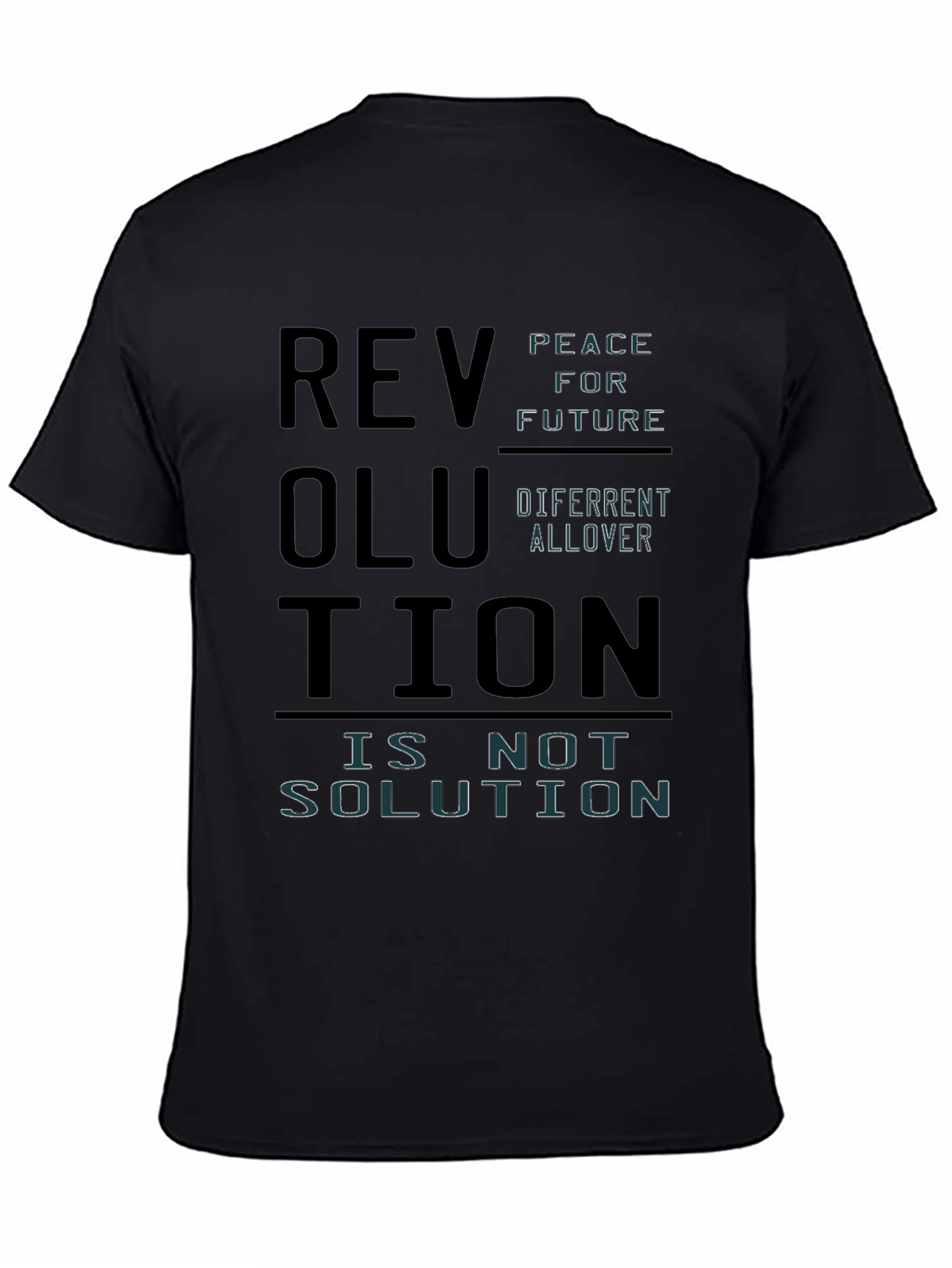 Black Revolution Slogan Graphic Print T-Shirt view 4