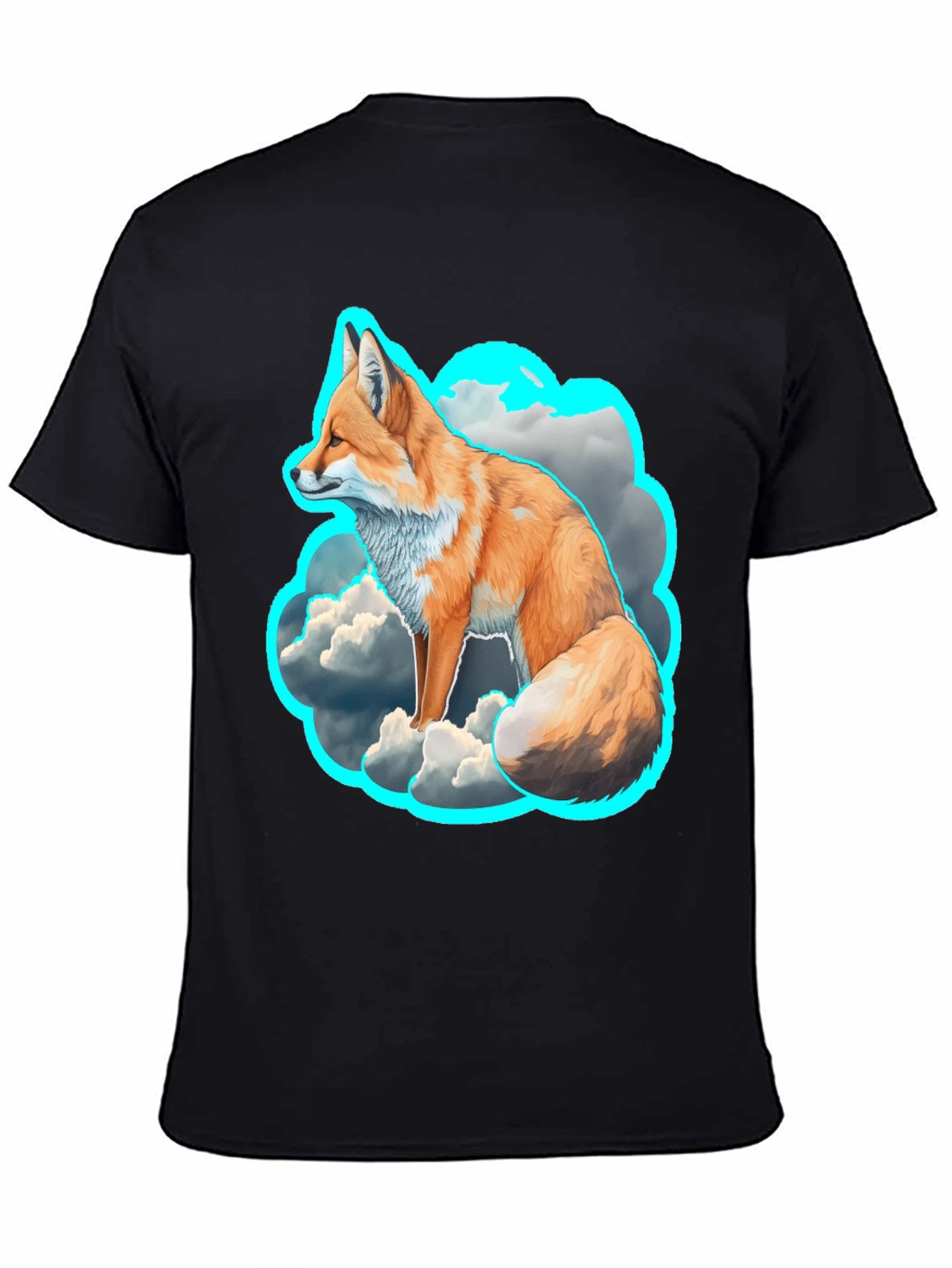 Black Fox in the Clouds Graphic Tee - Unique Design view 4