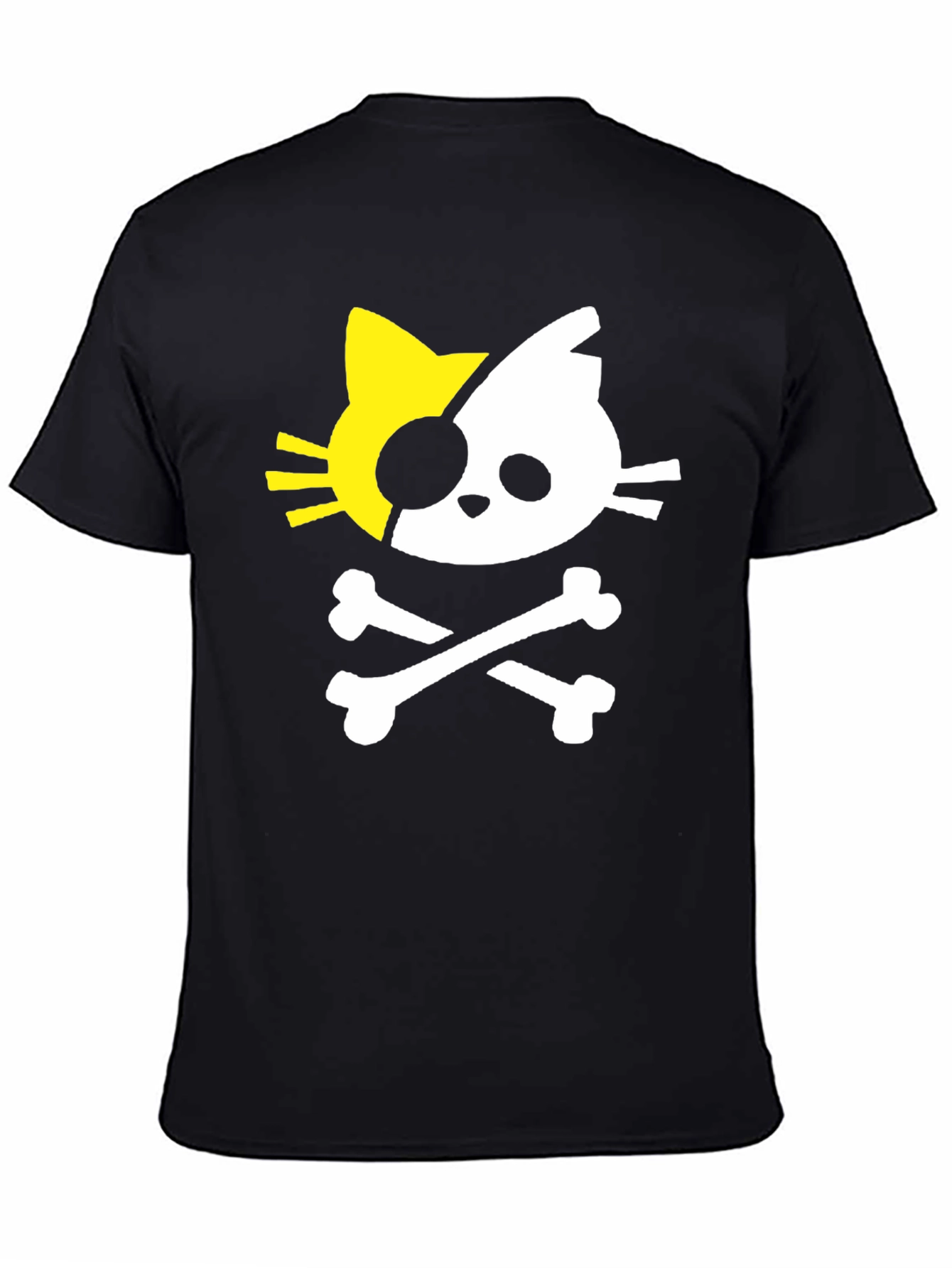 Black Pirate Kitty Graphic Tee - Black Cotton T-Shirt view 4