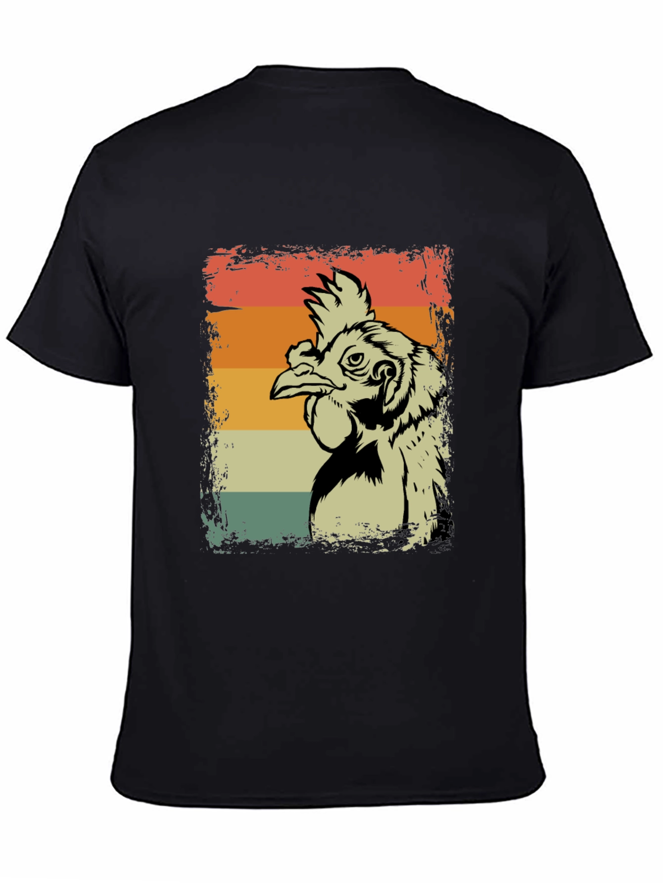 Black Retro Chicken T-Shirt - Vintage Style Graphic Tee view 4
