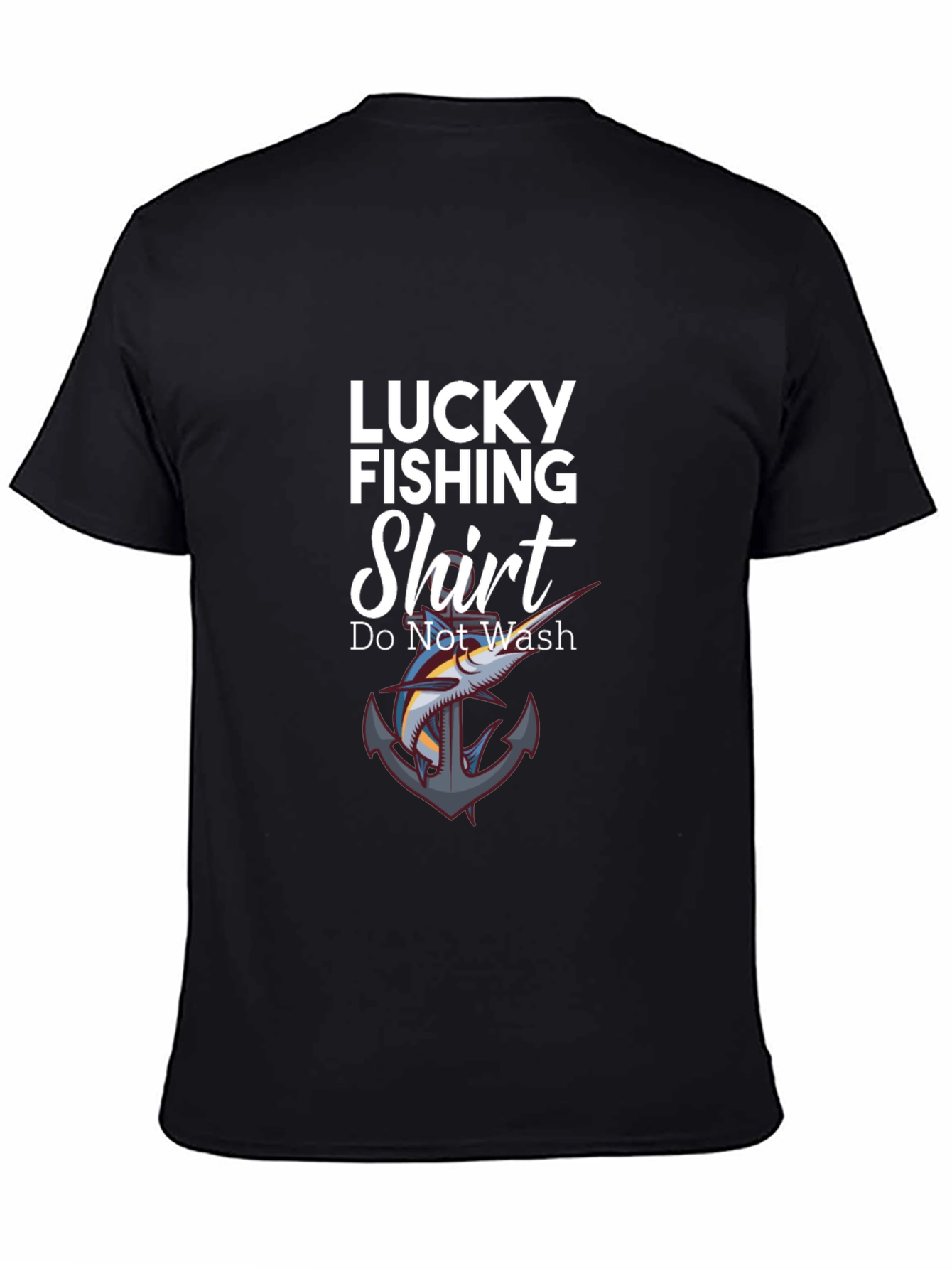 Black Lucky Fishing Shirt - Novelty Graphic Tee view 4