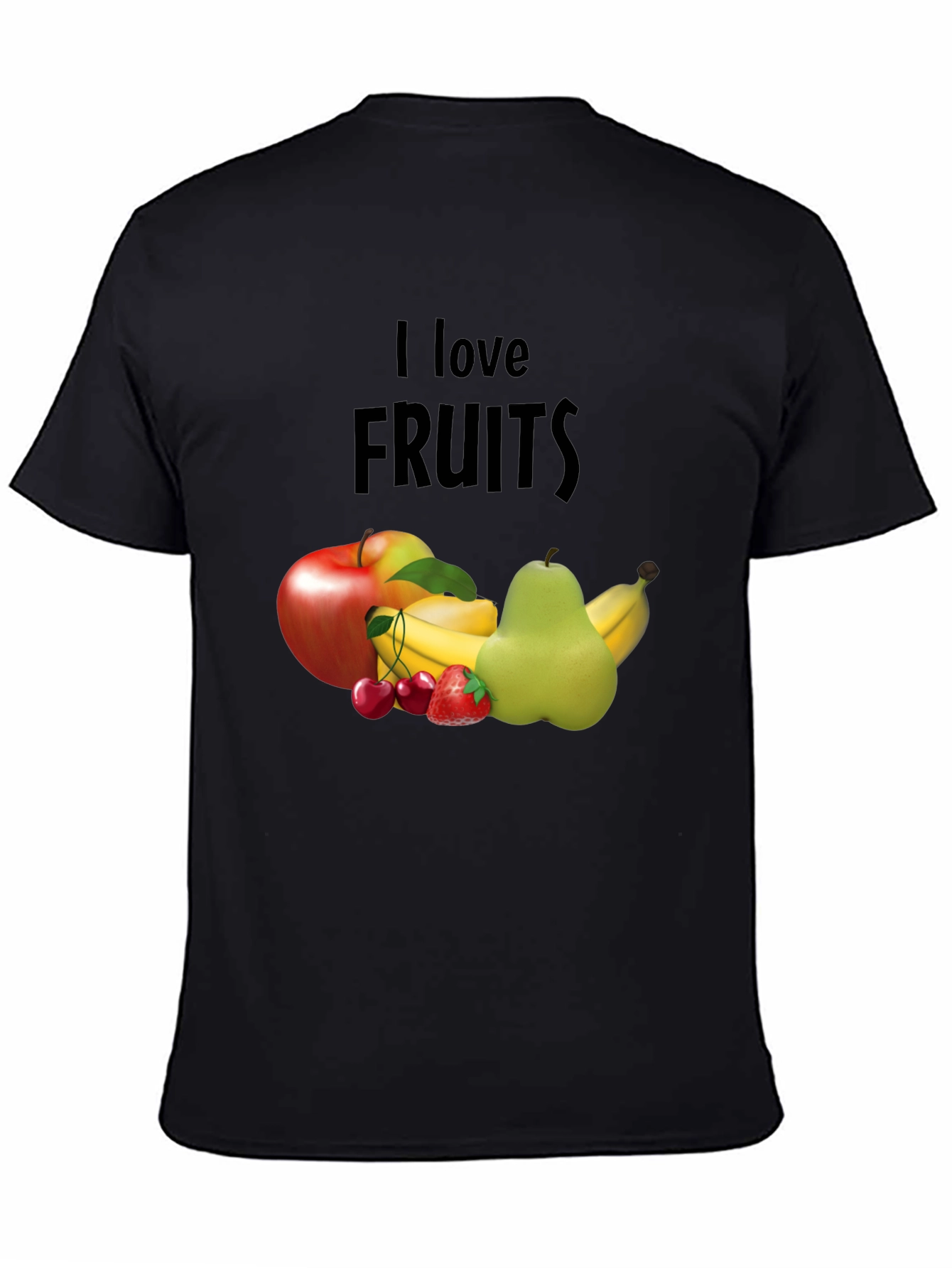 Black I Love Fruits Graphic Tee - Casual Black T-Shirt view 4