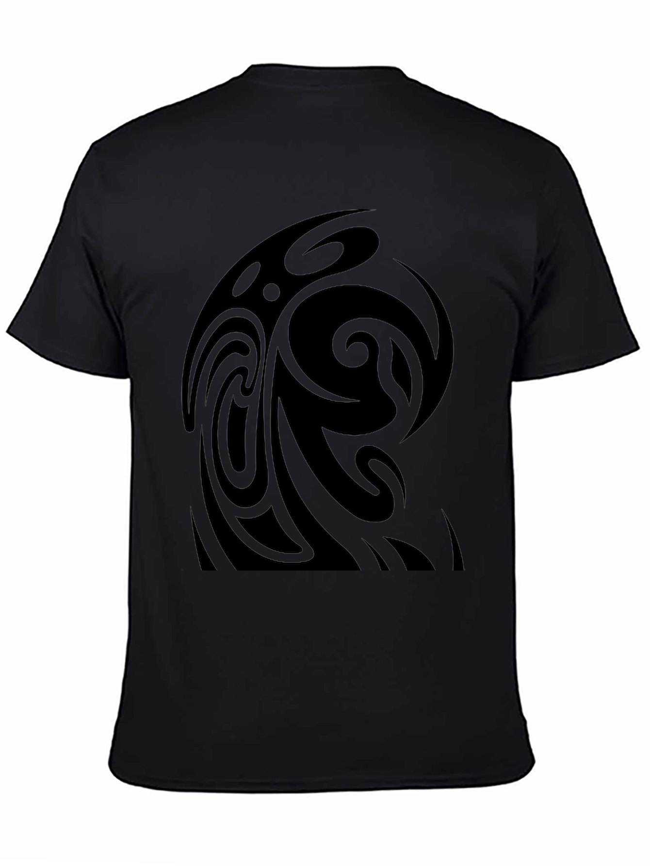 Black Tribal Swirl Black T-Shirt view 4