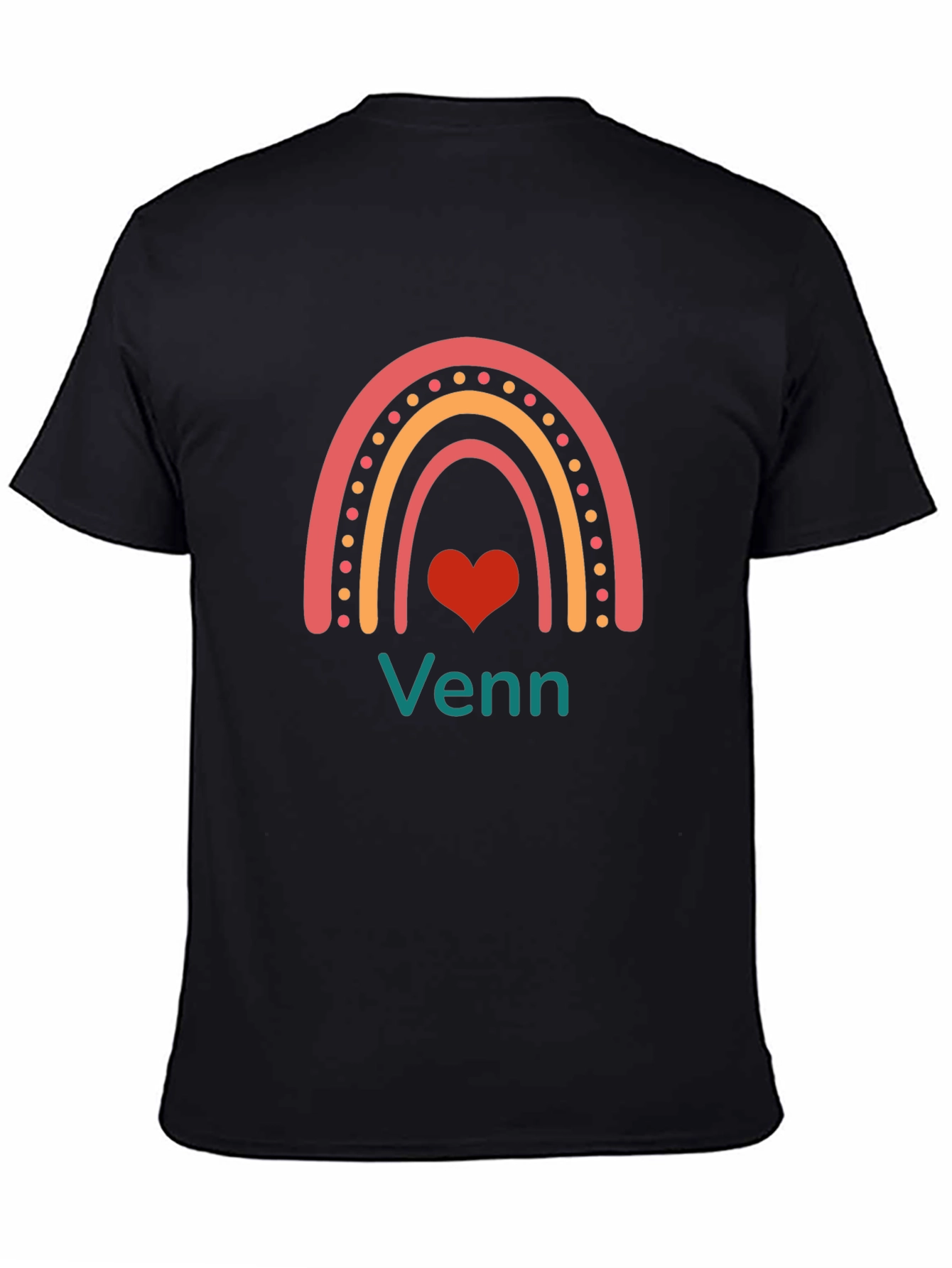 Black Rainbow Venn Heart T-Shirt view 4