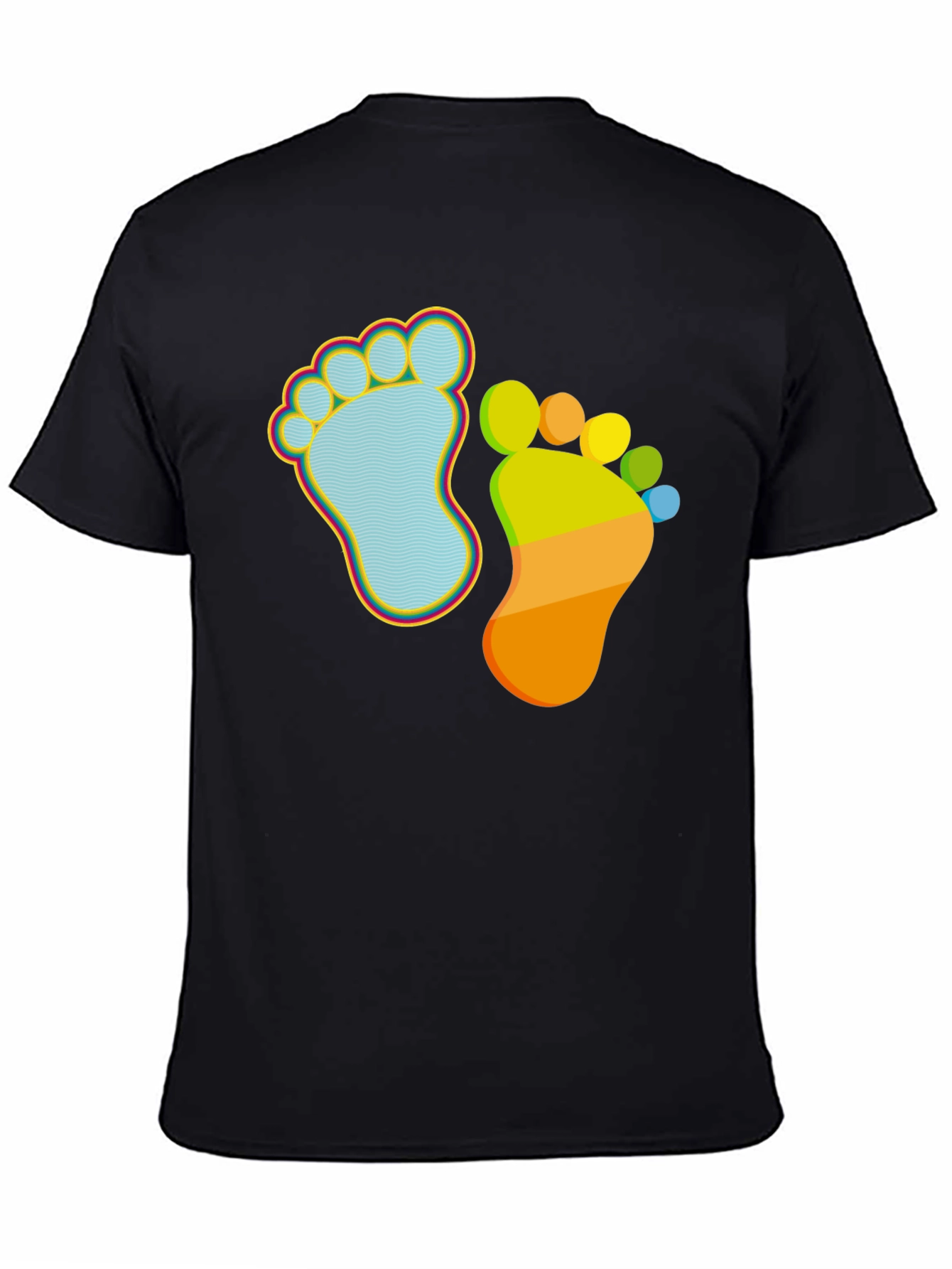 Black Whimsical Footprint Graphic Tee - Funky Feet Fashion view 4