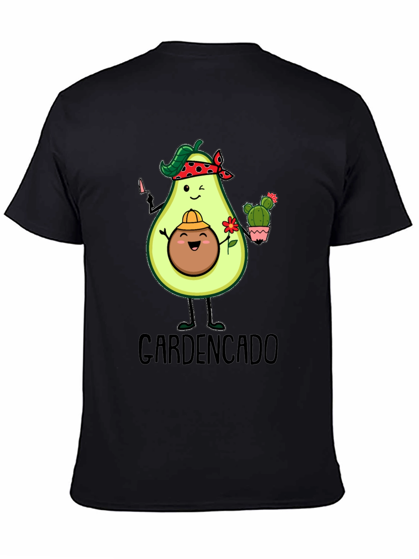 Black Gardencado Funny Avocado Gardener Black T-Shirt view 4