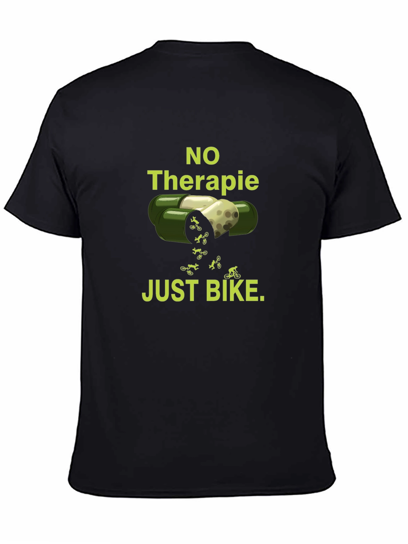 Black No Therapy Just Bike - Funny Biker T-Shirt view 4