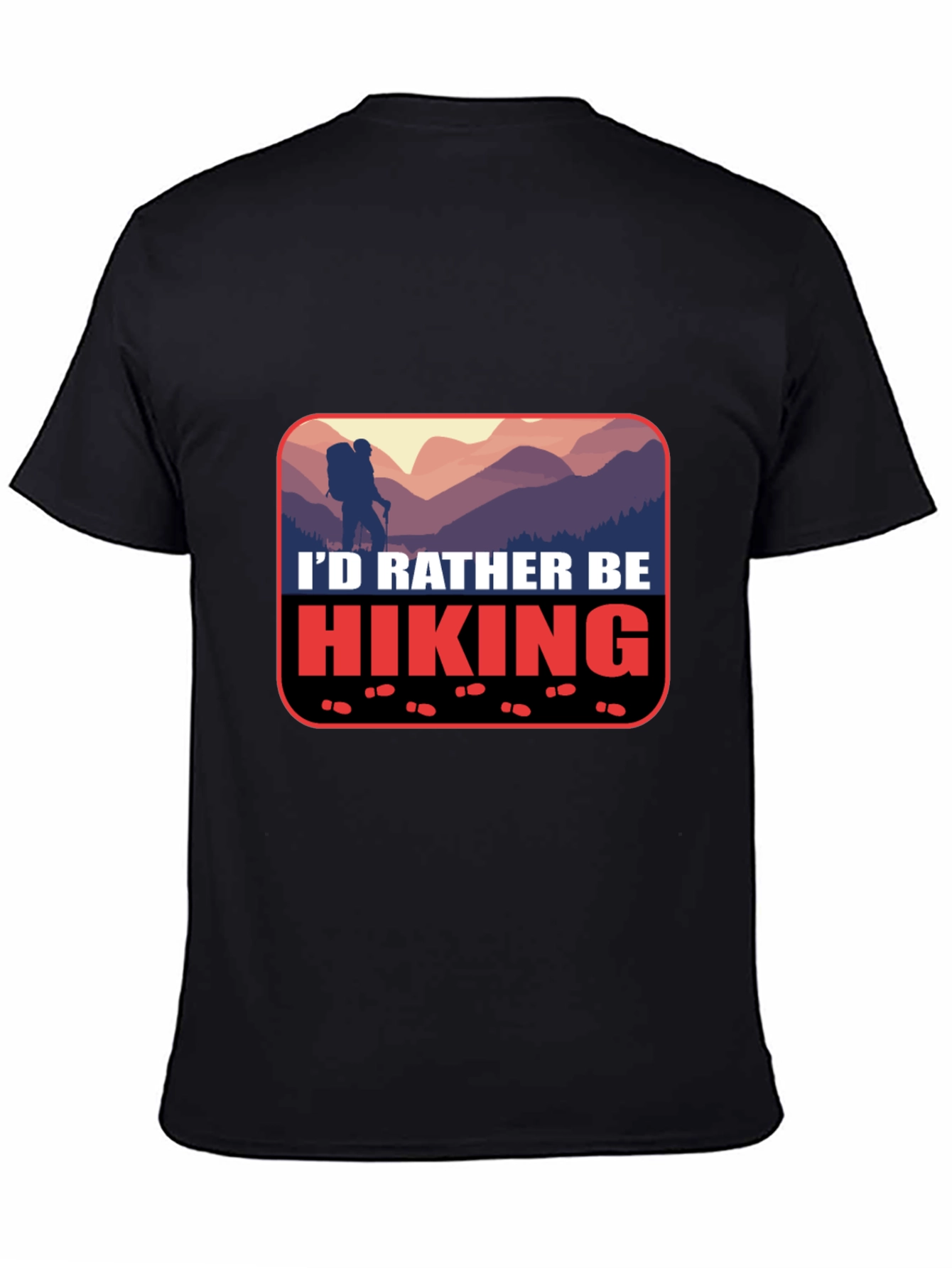 Black Hiking Graphic Tee - "I'd Rather Be Hiking" T-Shirt view 4