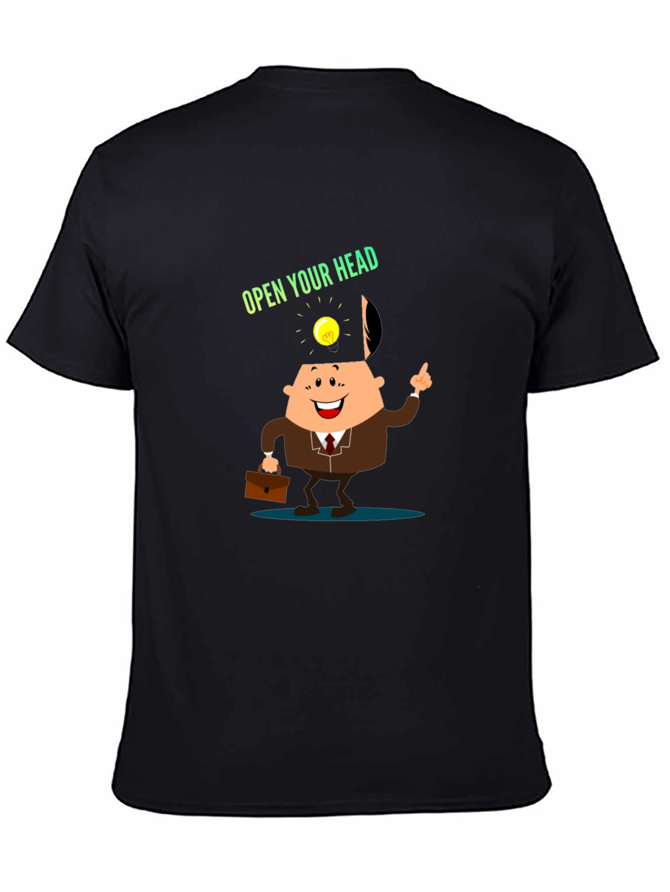 Black Open Your Head T-Shirt - Idea Bulb view 4