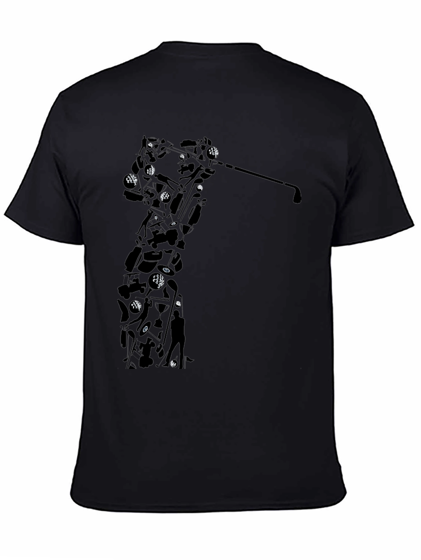 Black Golf Silhouette Tee - Black Golfer's T-Shirt view 4