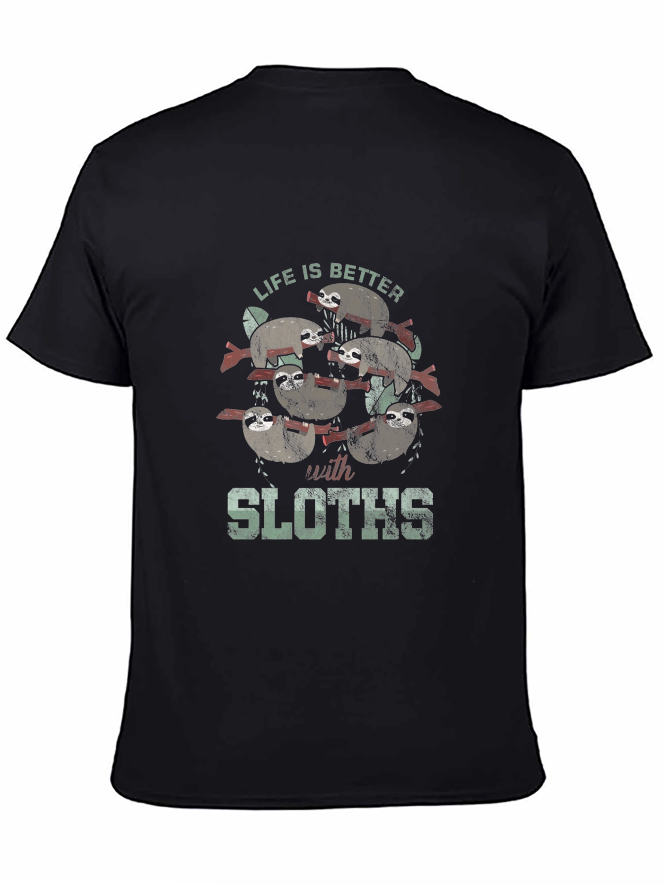Black Life is Better with Sloths Graphic T-Shirt view 4
