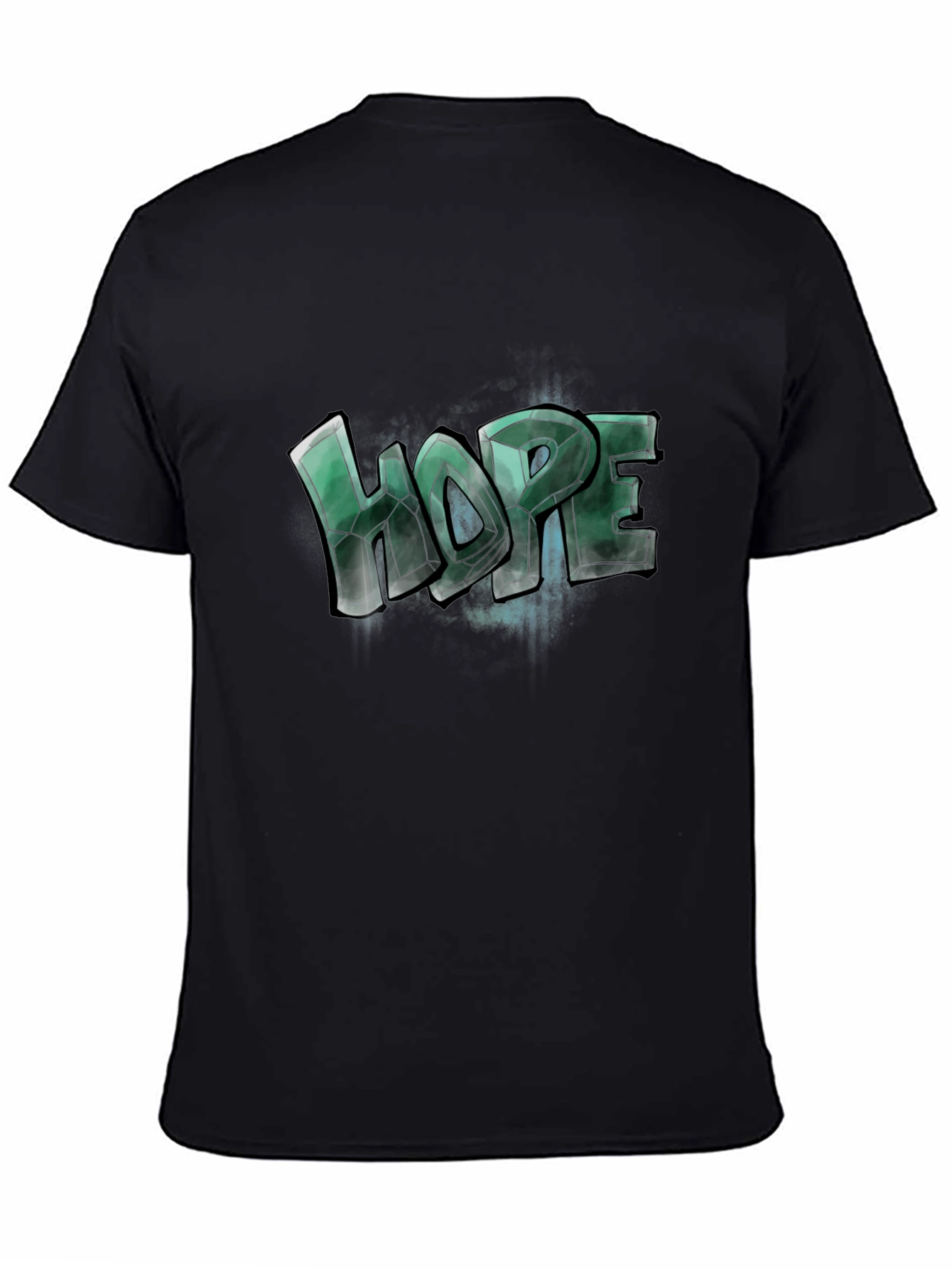 Black Men's Graphic Tee - "Hope" Design - Casual Black T-Shirt view 4