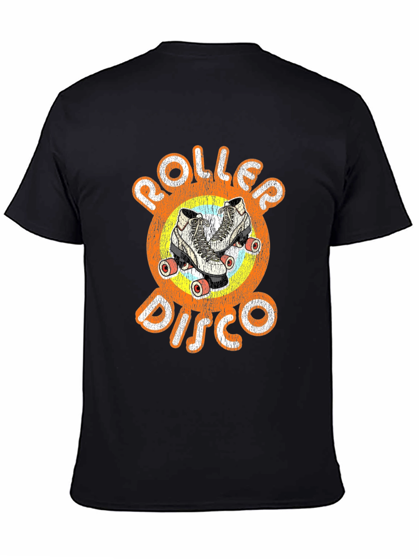 Black Retro Roller Disco T-Shirt - Vintage Skate Design view 4