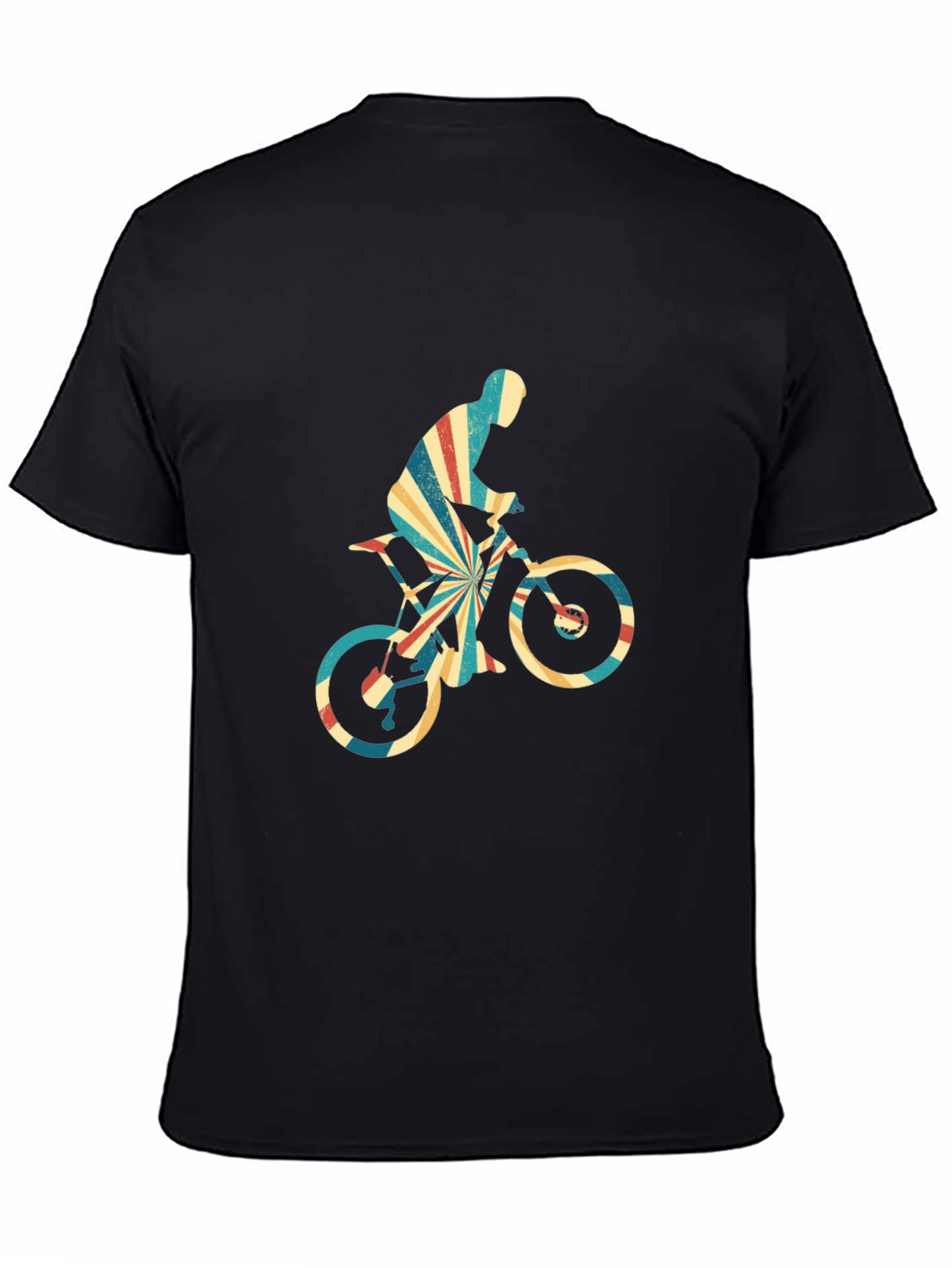 Black Retro Cycling T-Shirt - Mountain Bike Rider Design view 4