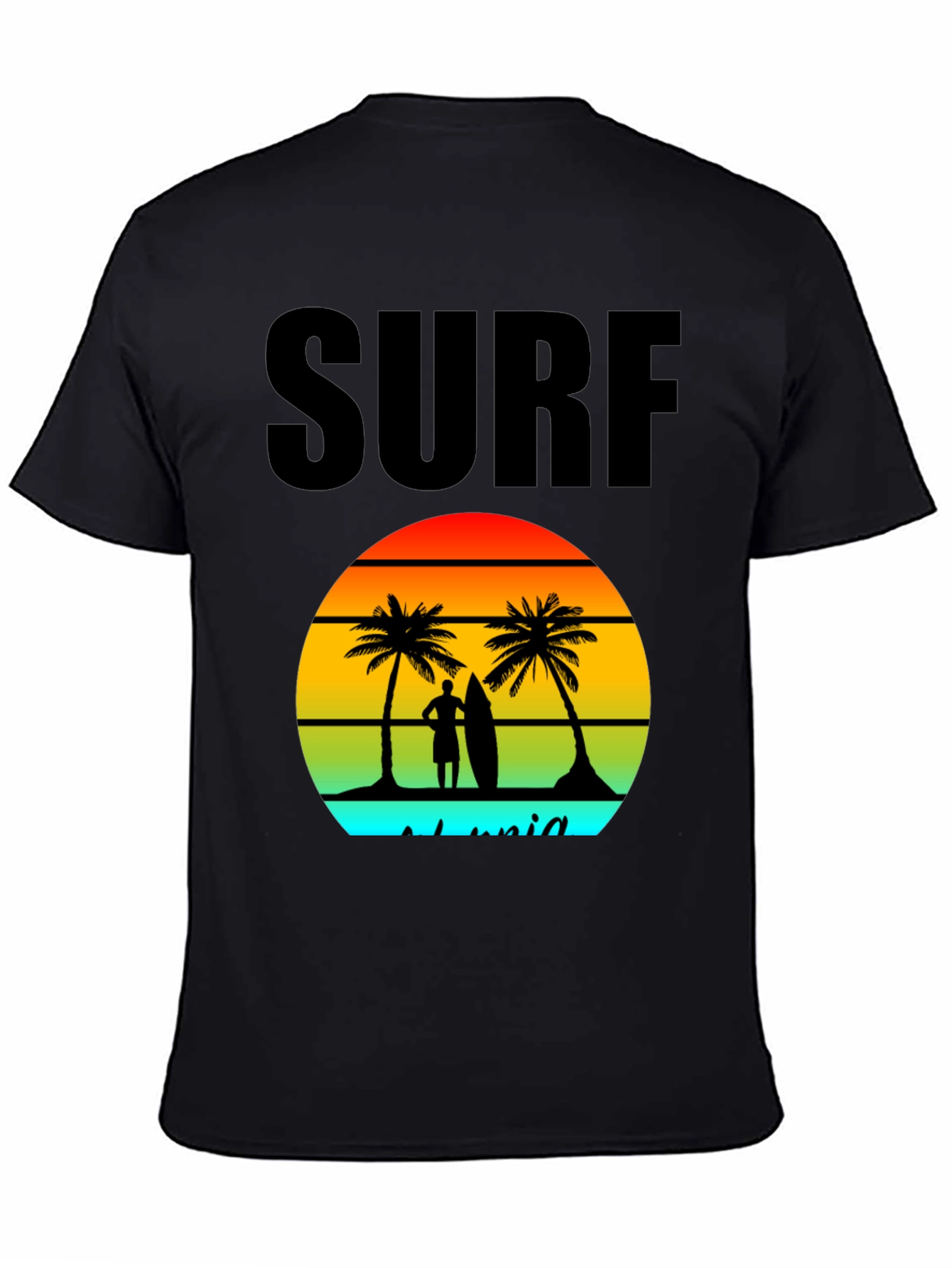 Black Surf Island Graphic Tee - Black Cotton T-Shirt view 4