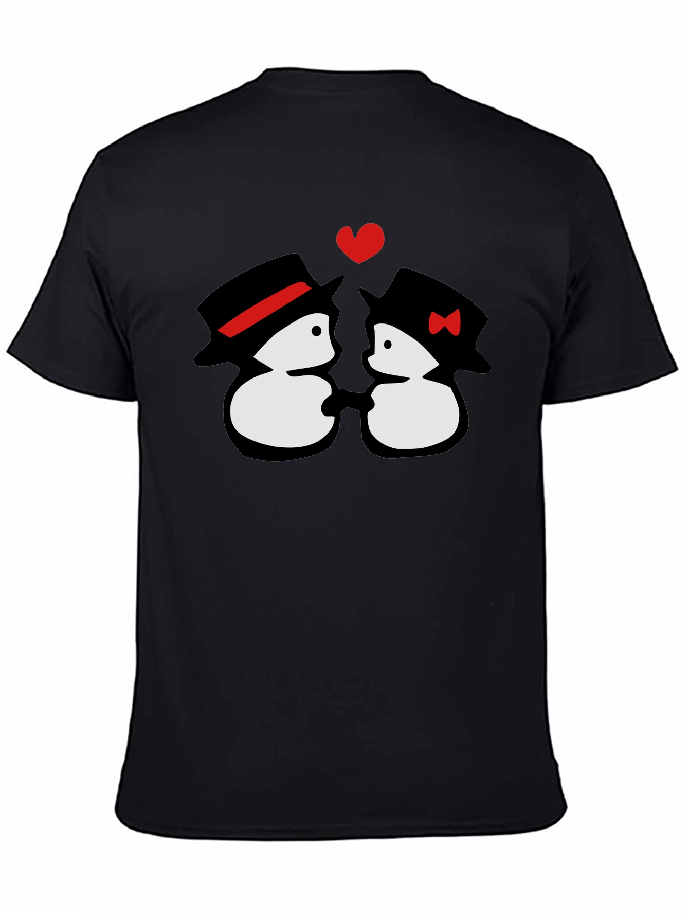 Black Penguin Love T-Shirt - Cute Cartoon Couple Tee view 4