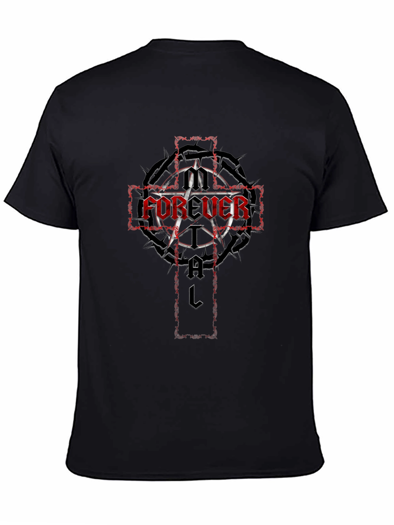 Black Forever Fatal Graphic Tee - Gothic Cross Design view 4