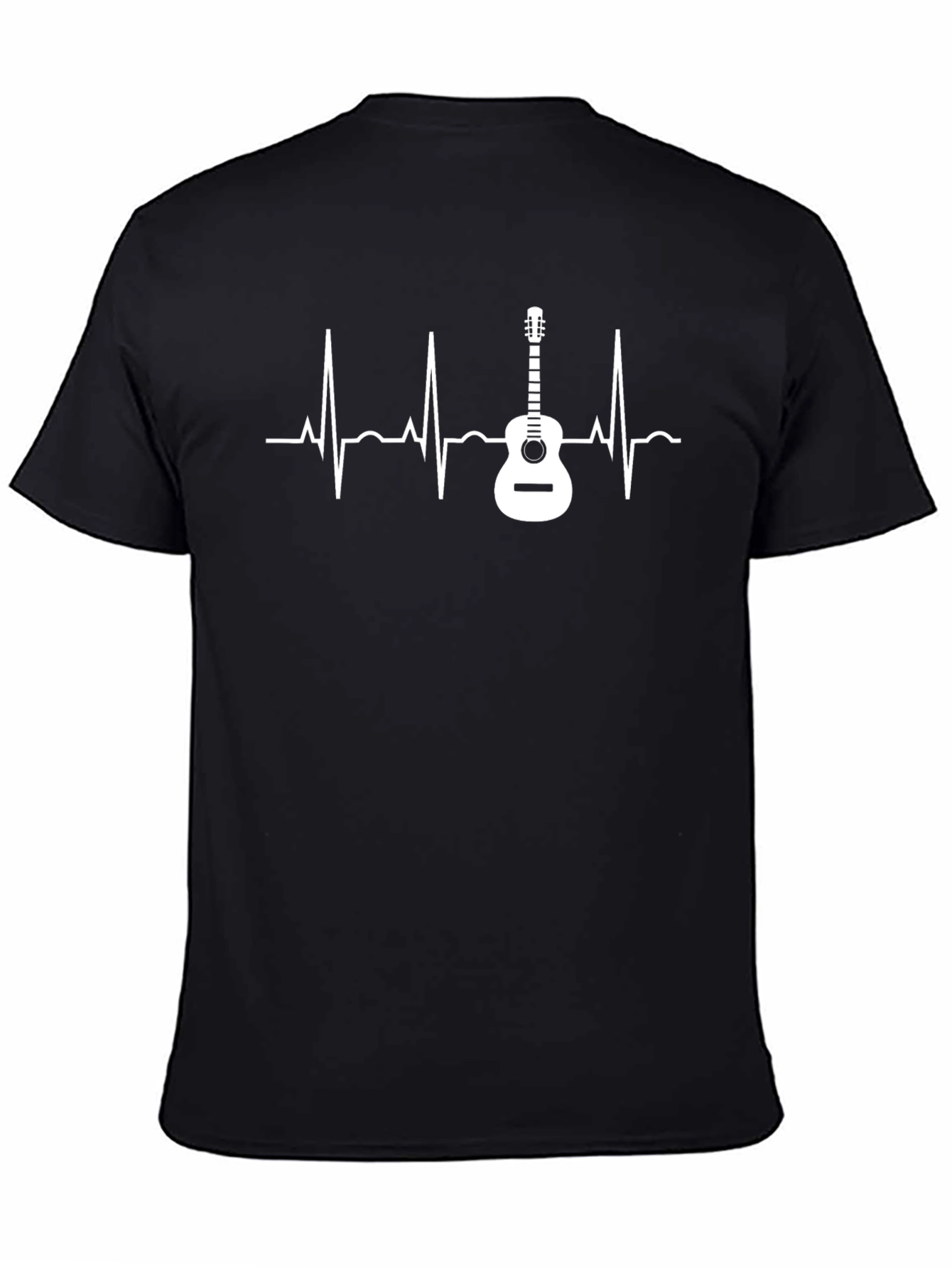 Black Guitar Heartbeat T-Shirt - Music Lover Tee view 4