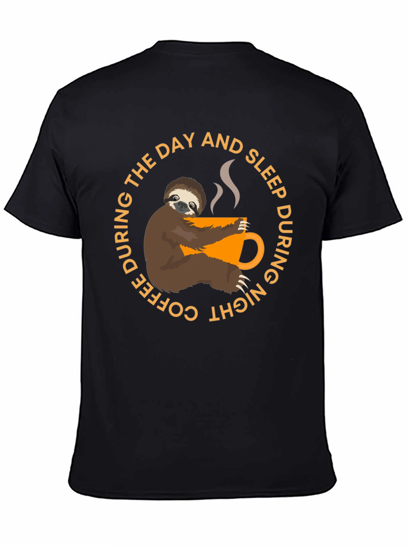 Black Coffee Sloth T-Shirt - Sleep During Night view 4
