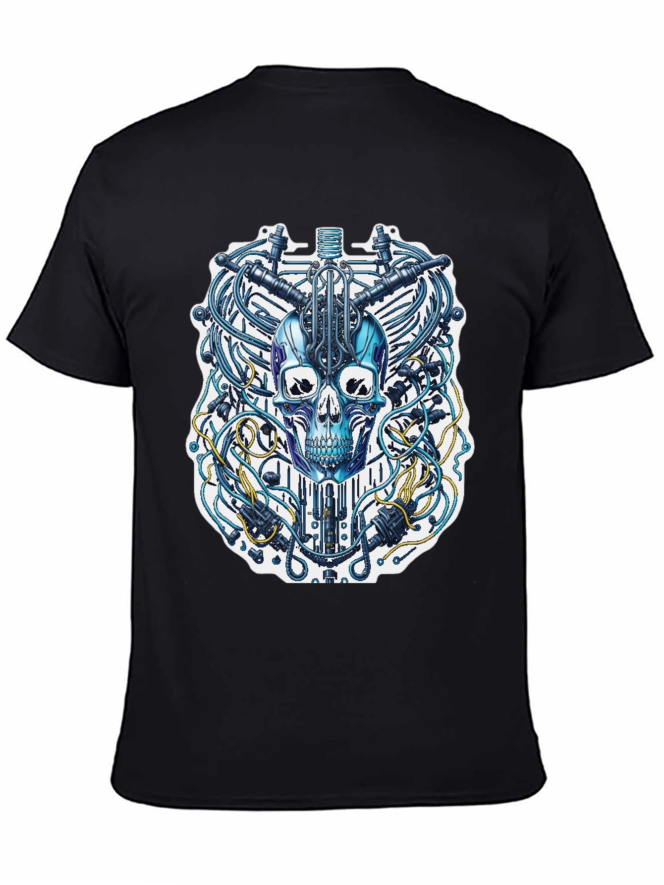 Black Cyberpunk Skull T-Shirt - Unique Design view 4