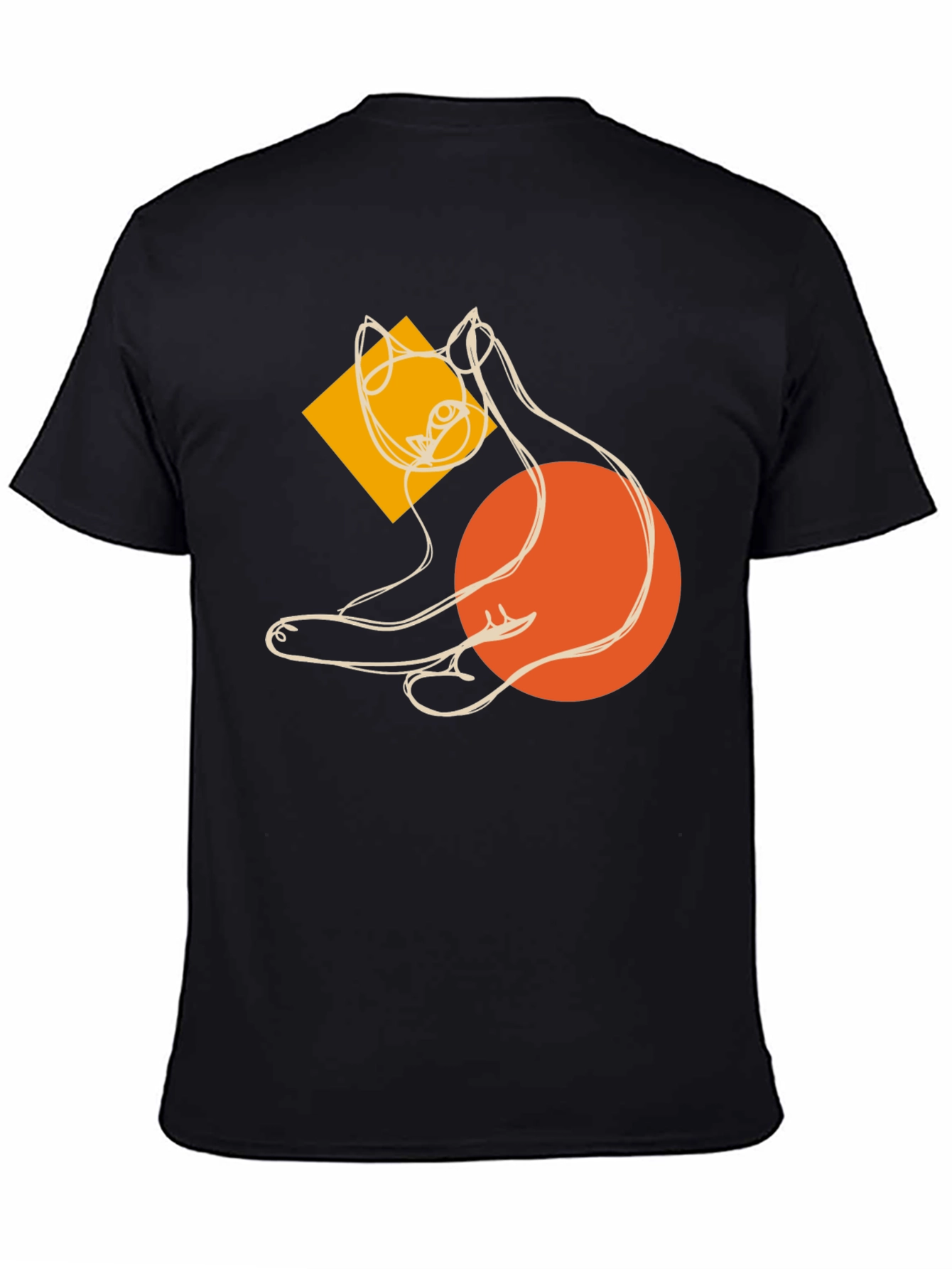 Black Abstract Cat Graphic T-Shirt - Stylish Modern Tee view 4