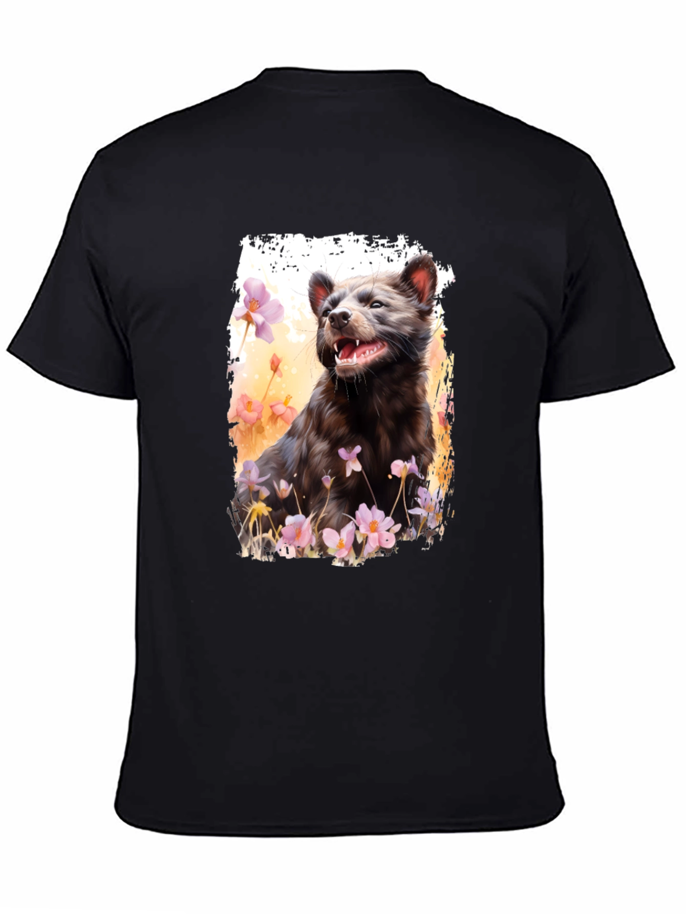 Black Tasmanian Devil Floral Print T-Shirt view 4