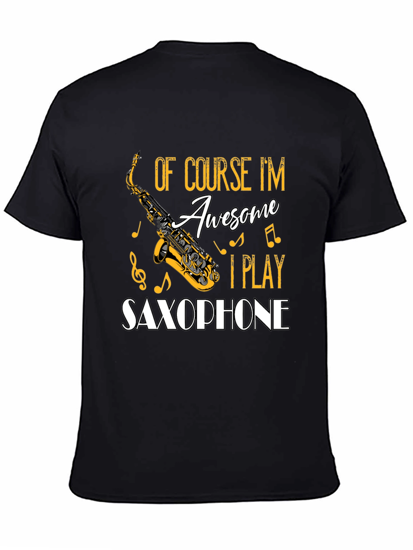 Black Saxophone Player Graphic T-Shirt - Awesome Musician Tee view 4