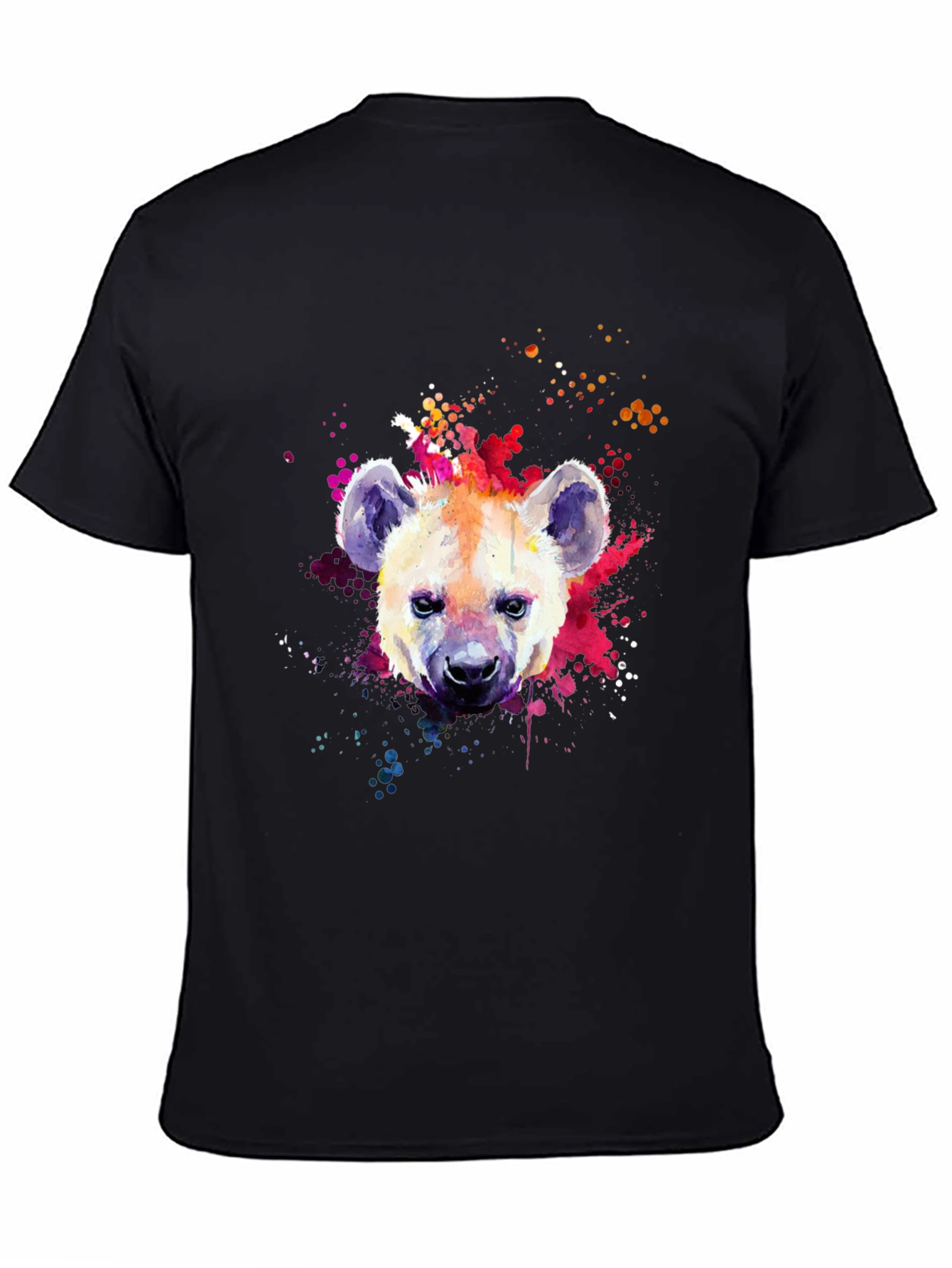 Black Hyena Watercolor Graphic Print Black T-Shirt view 4