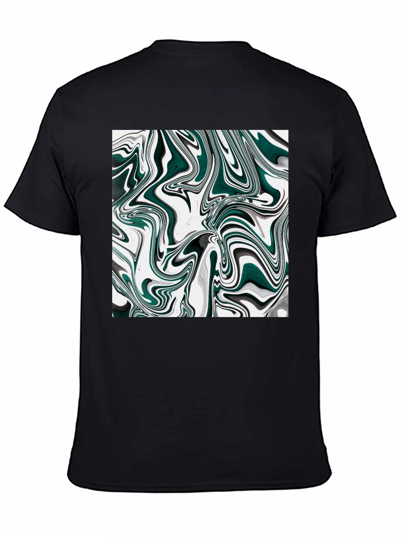 Black Abstract Swirl Graphic T-Shirt - Modern Art Tee view 4