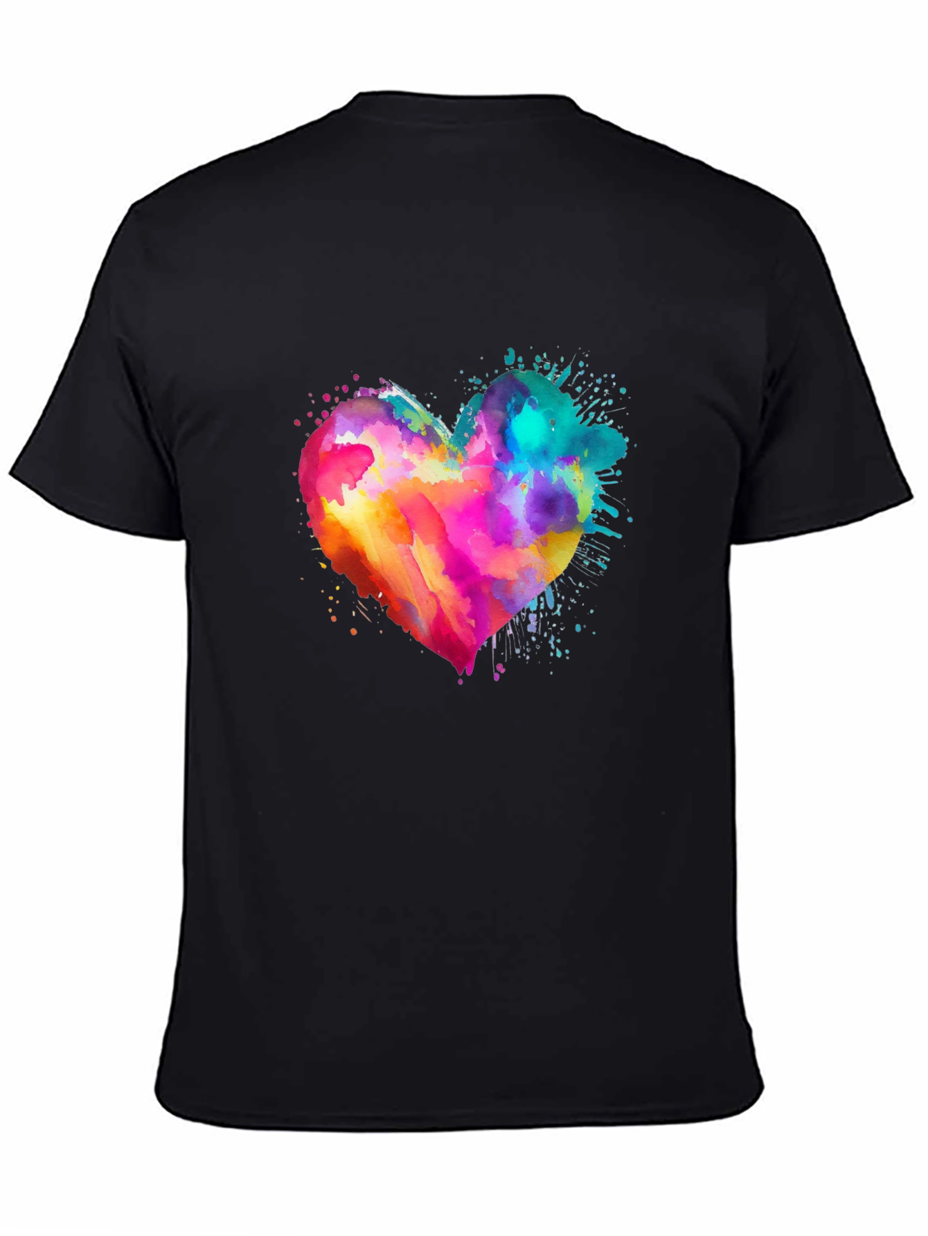 Black Watercolor Heart Graphic Tee - Soft Cotton Blend view 4