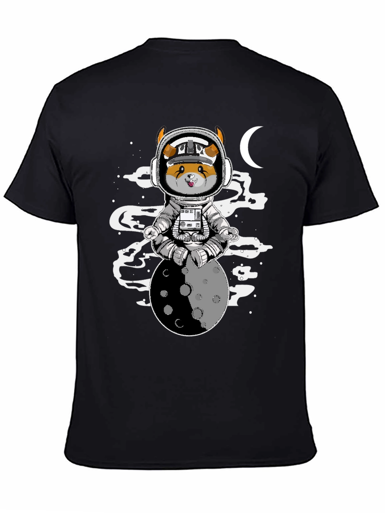Black Astronaut Dog on the Moon T-Shirt view 4