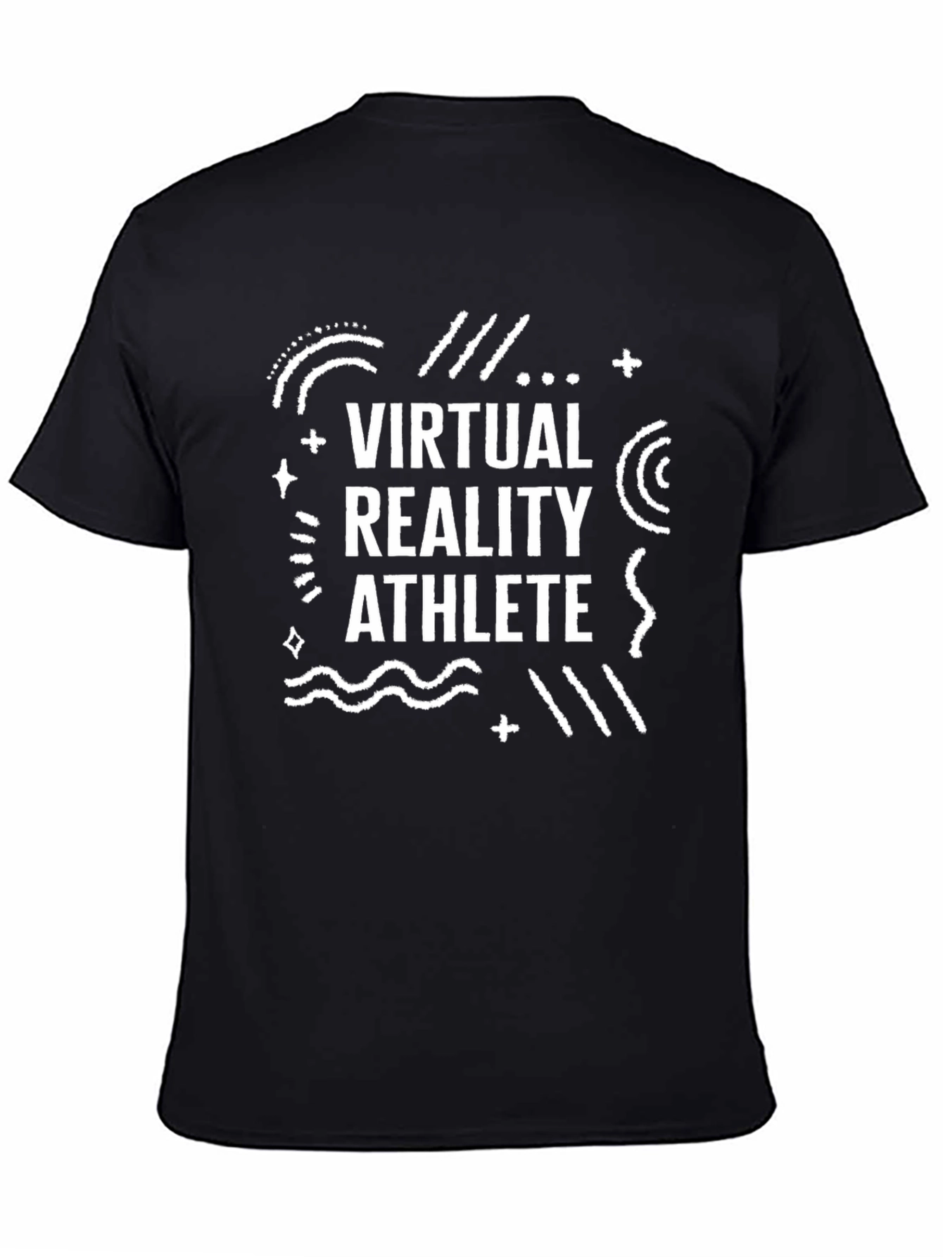 Black Virtual Reality Athlete Graphic Tee - Black Cotton T-Shirt view 4